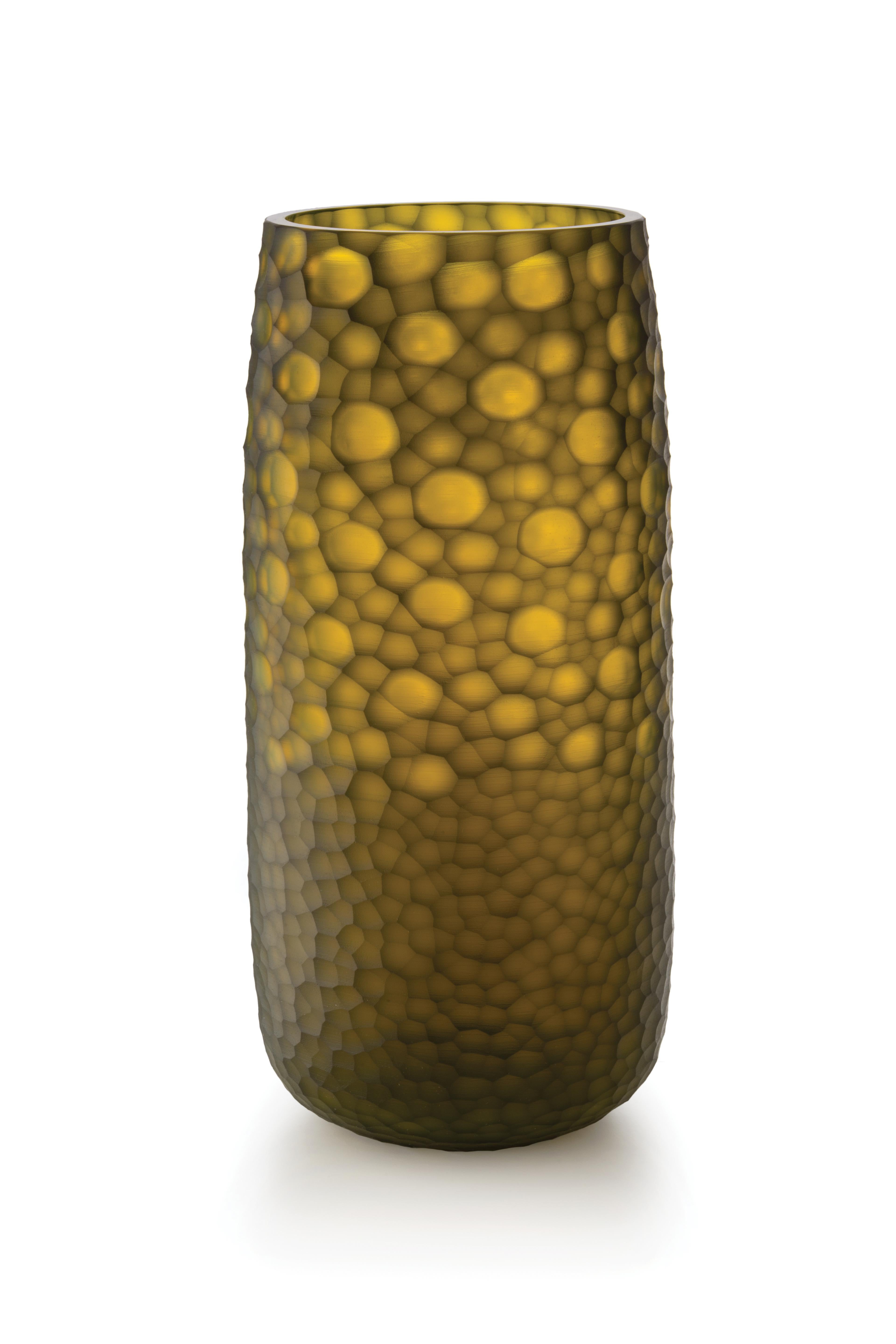 Yellow (D6051) Large Battuti Vase in Murano Glass by Salviati