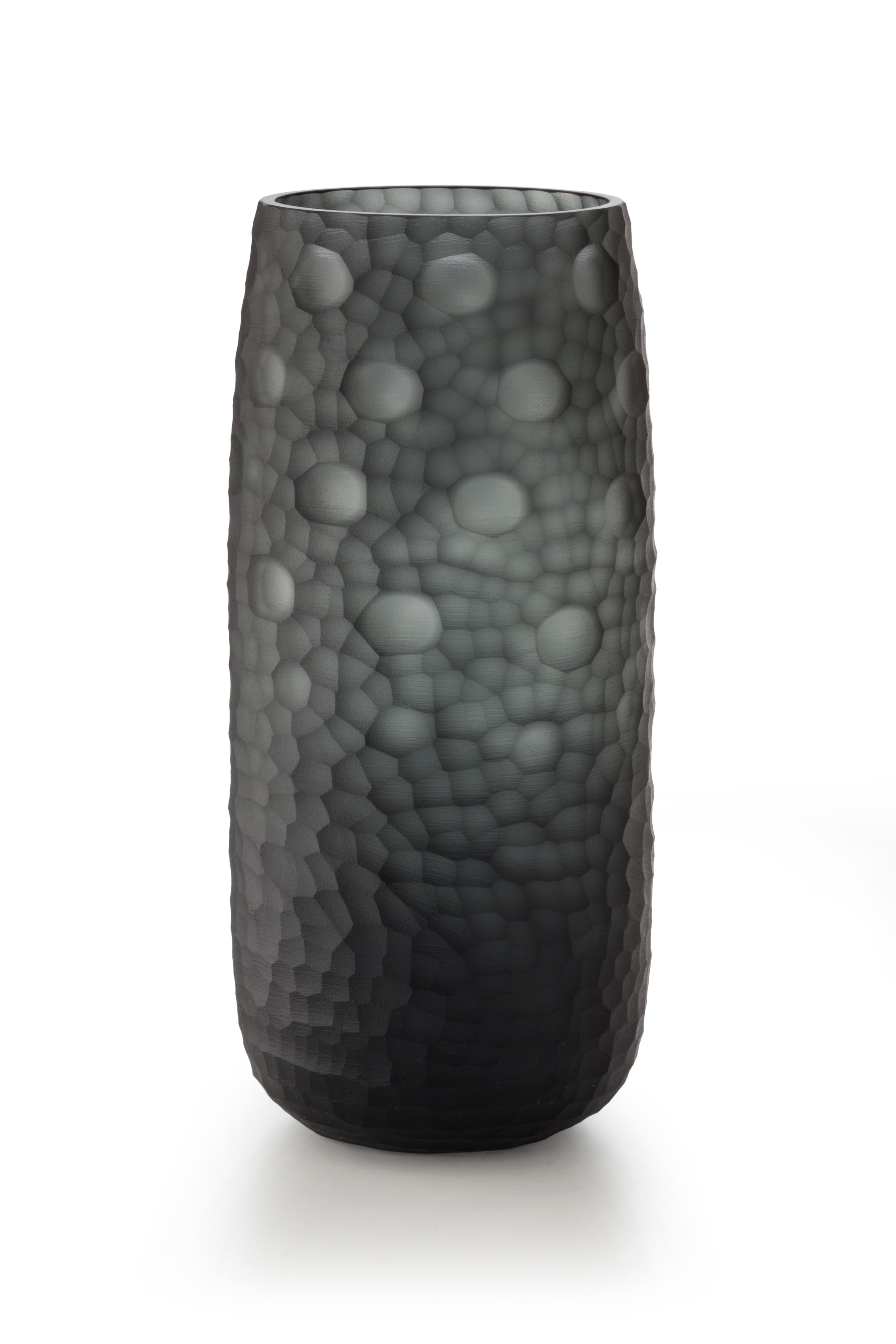 Gray (D6048) Large Battuti Vase in Murano Glass by Salviati