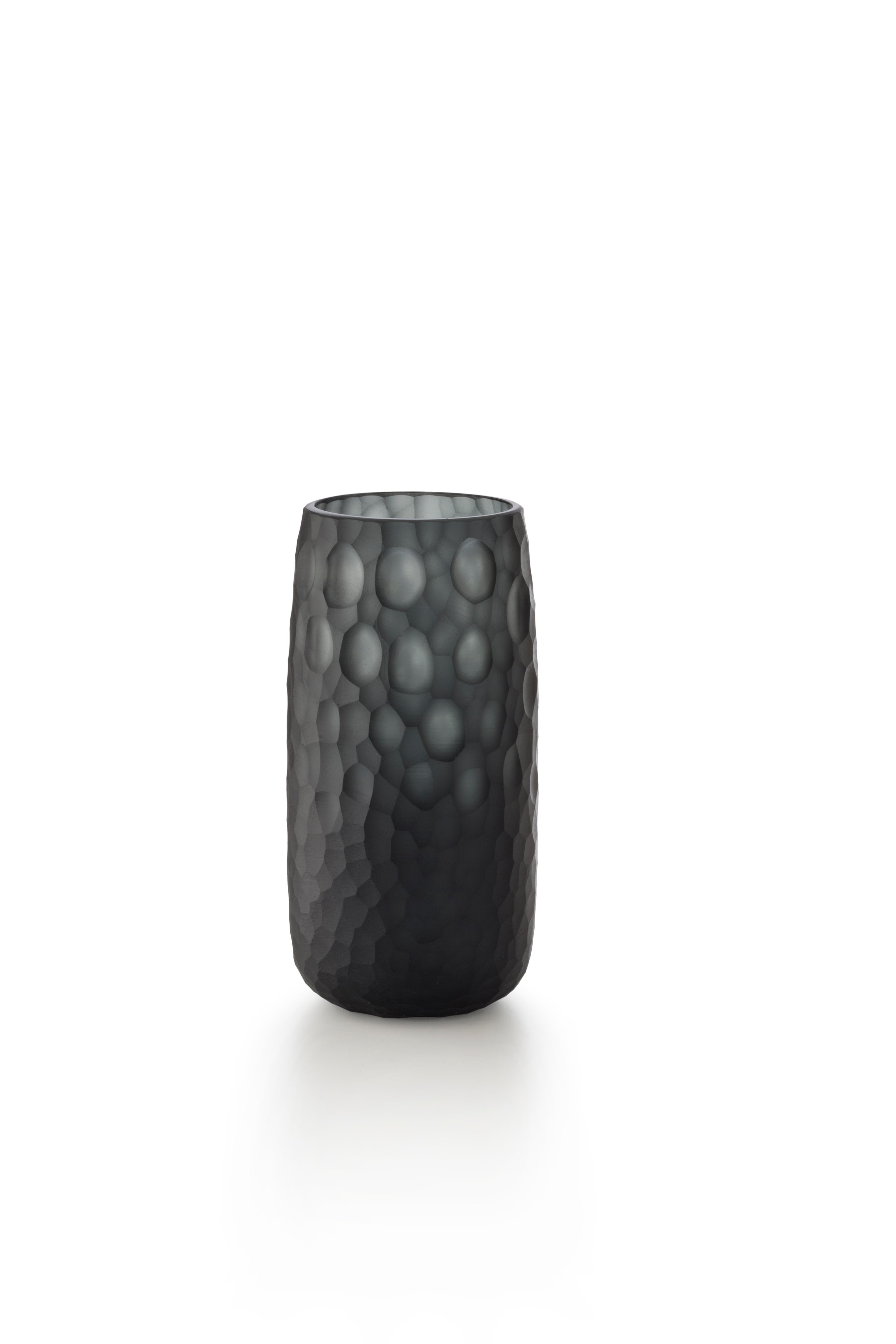 Kleine Battuti-Vase aus Murano-Glas von Salviati, Gray(D6061)