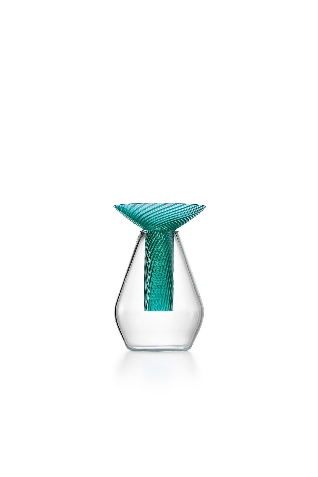 Green (007VP00RS) Small Calici Vase in Murano Glass by Federico Peri