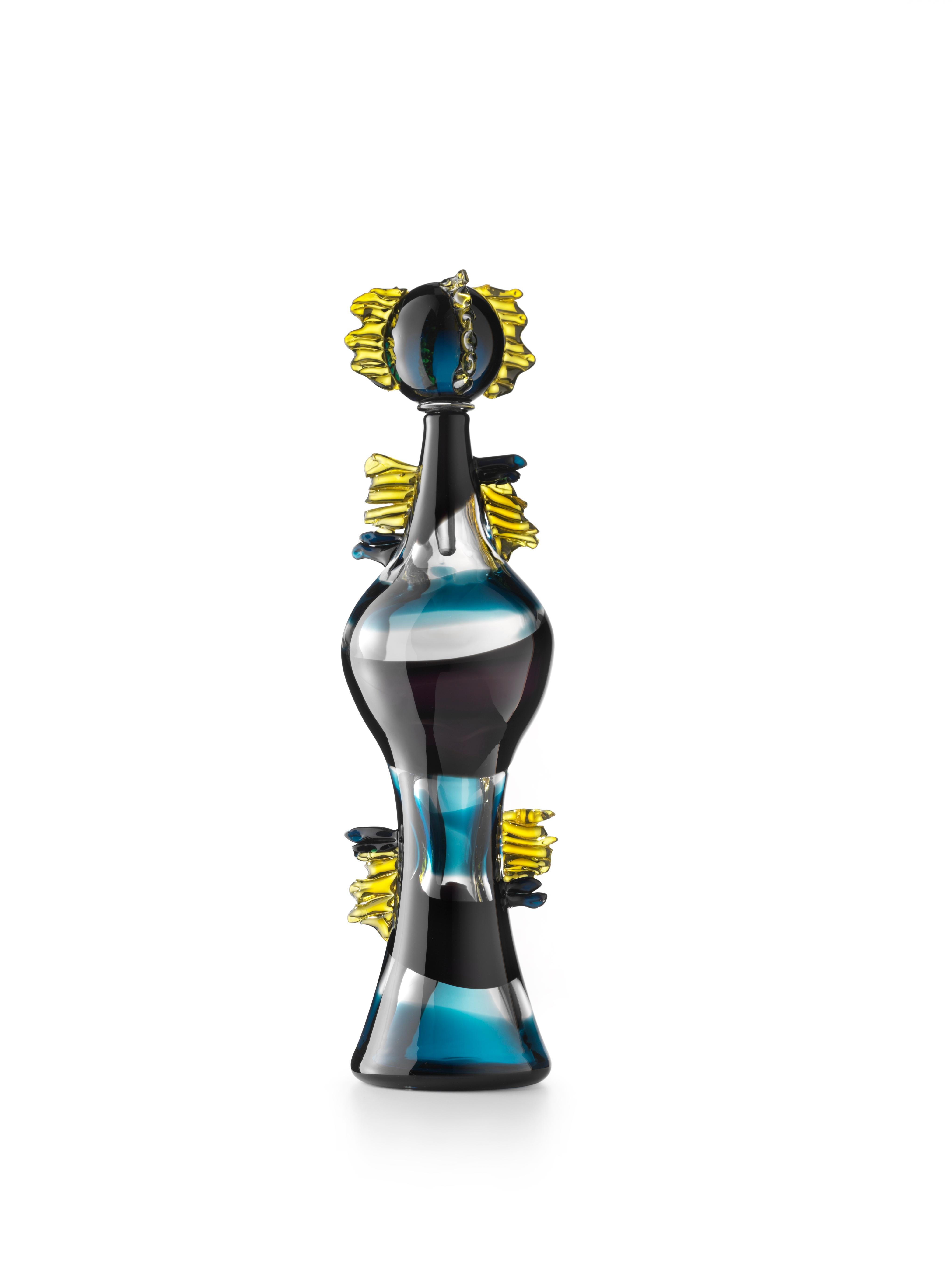 Multi (01205) Small Dame Murano Glass Bottle by Luciano Gaspari