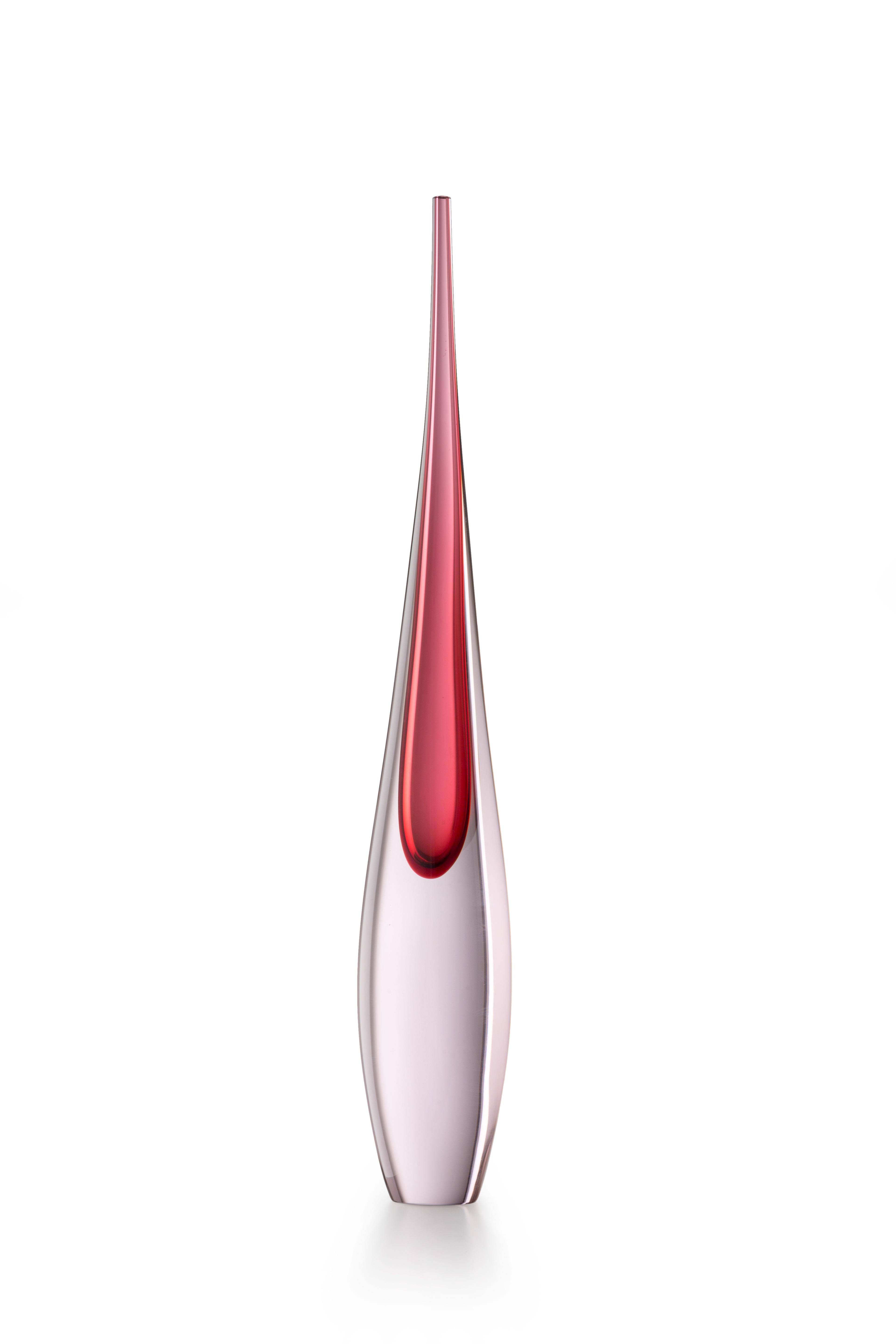 in vendita: Red (01983) Vaso medio in vetro di Murano Pinnacoli Rosa di Luciano Gaspari