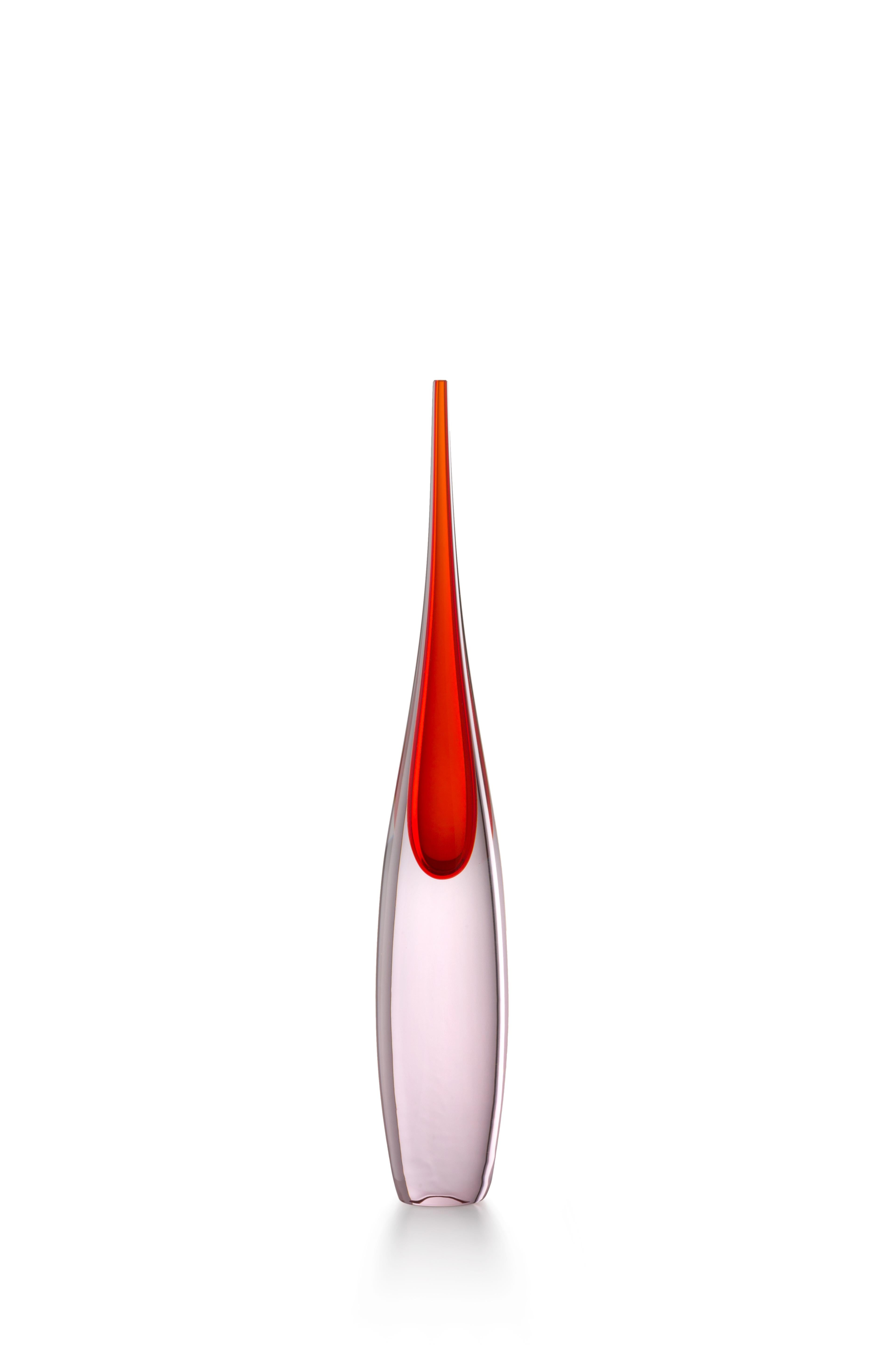 Red (01987) Small Pinnacoli Rosa Murano Glass Vase by Luciano Gaspari