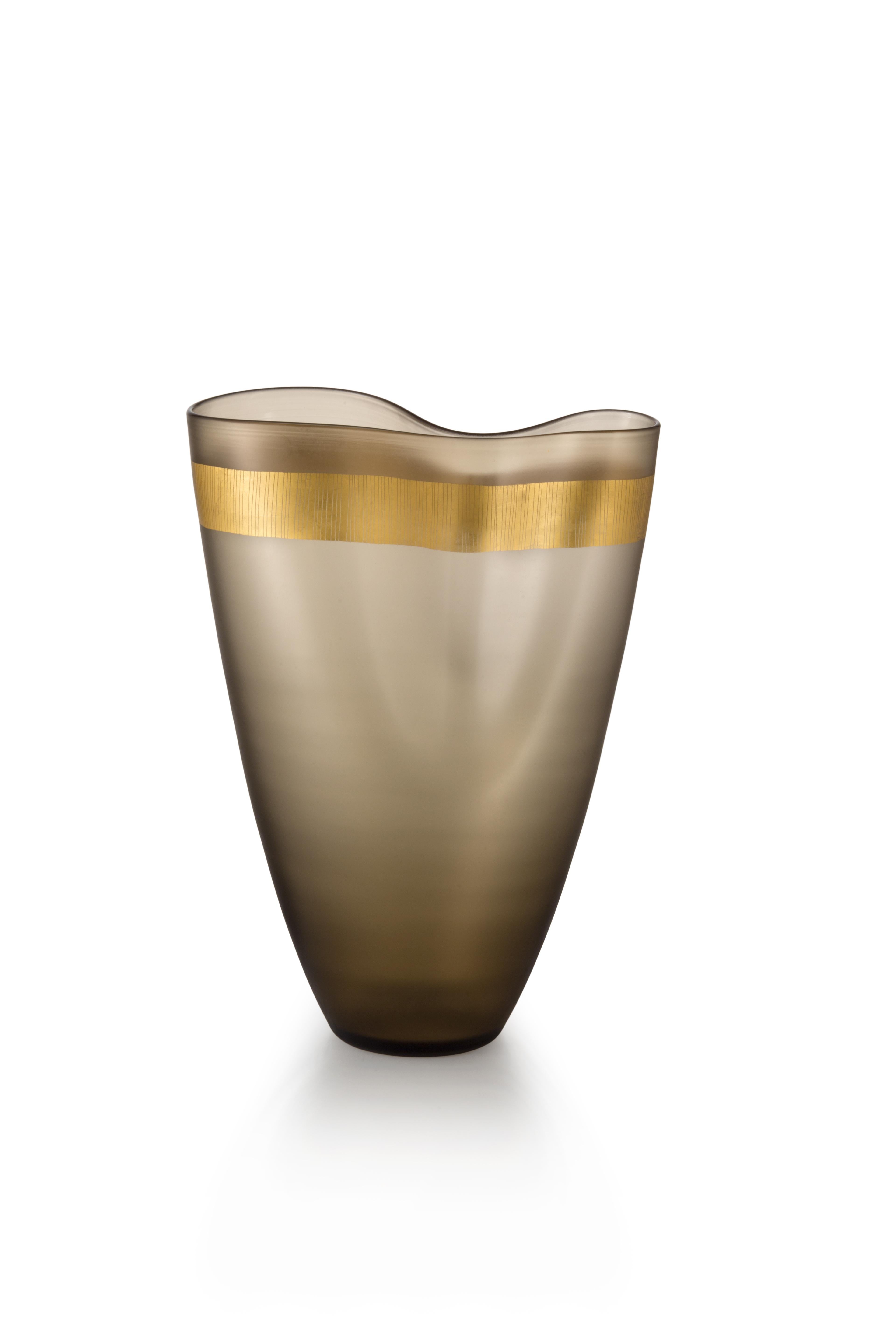 Gray (53770) Medium Pizzicati Vase in Hand Blown Murano Glass by Norberto Moretti