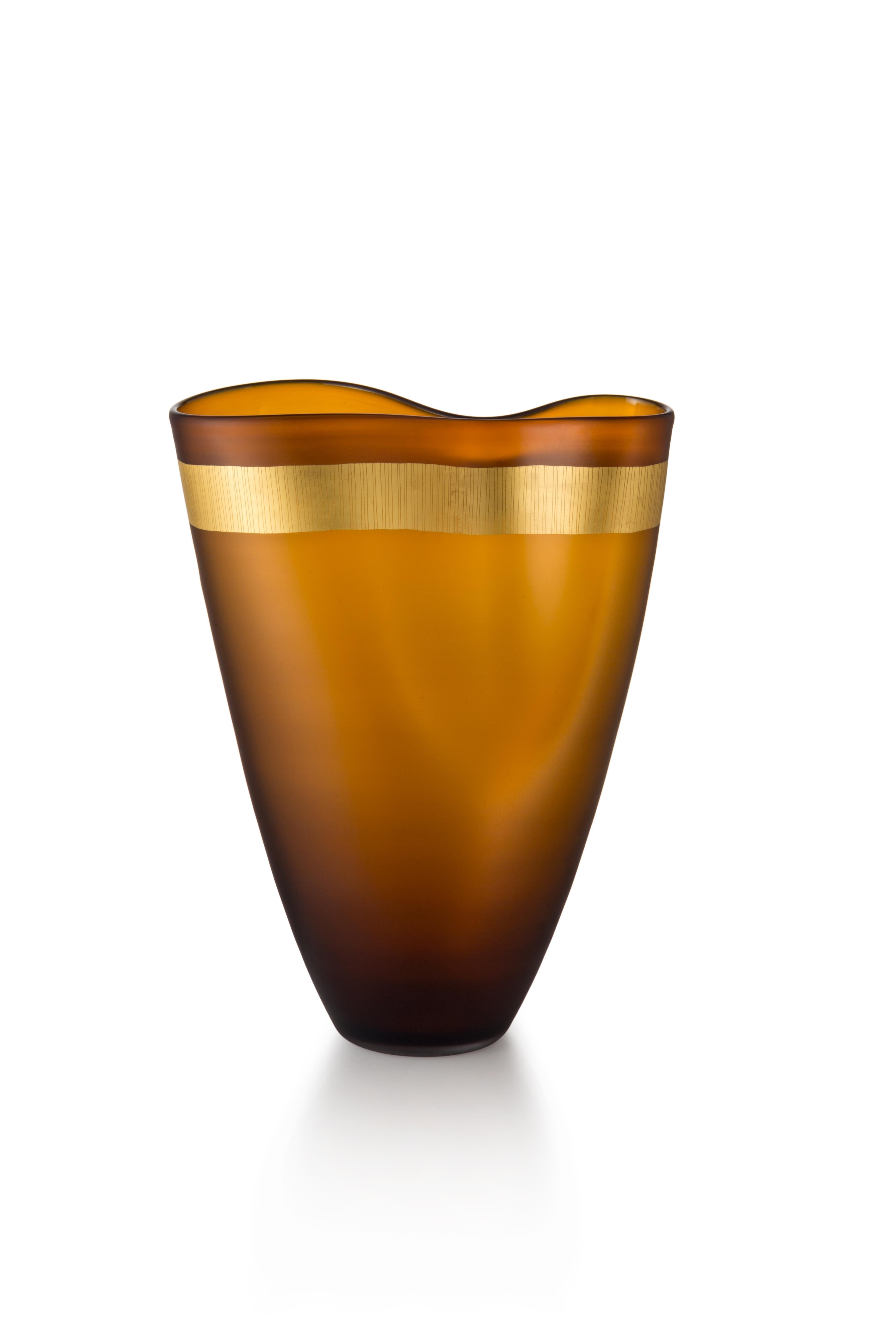 Brown (53768) Medium Pizzicati Vase in Hand Blown Murano Glass by Norberto Moretti