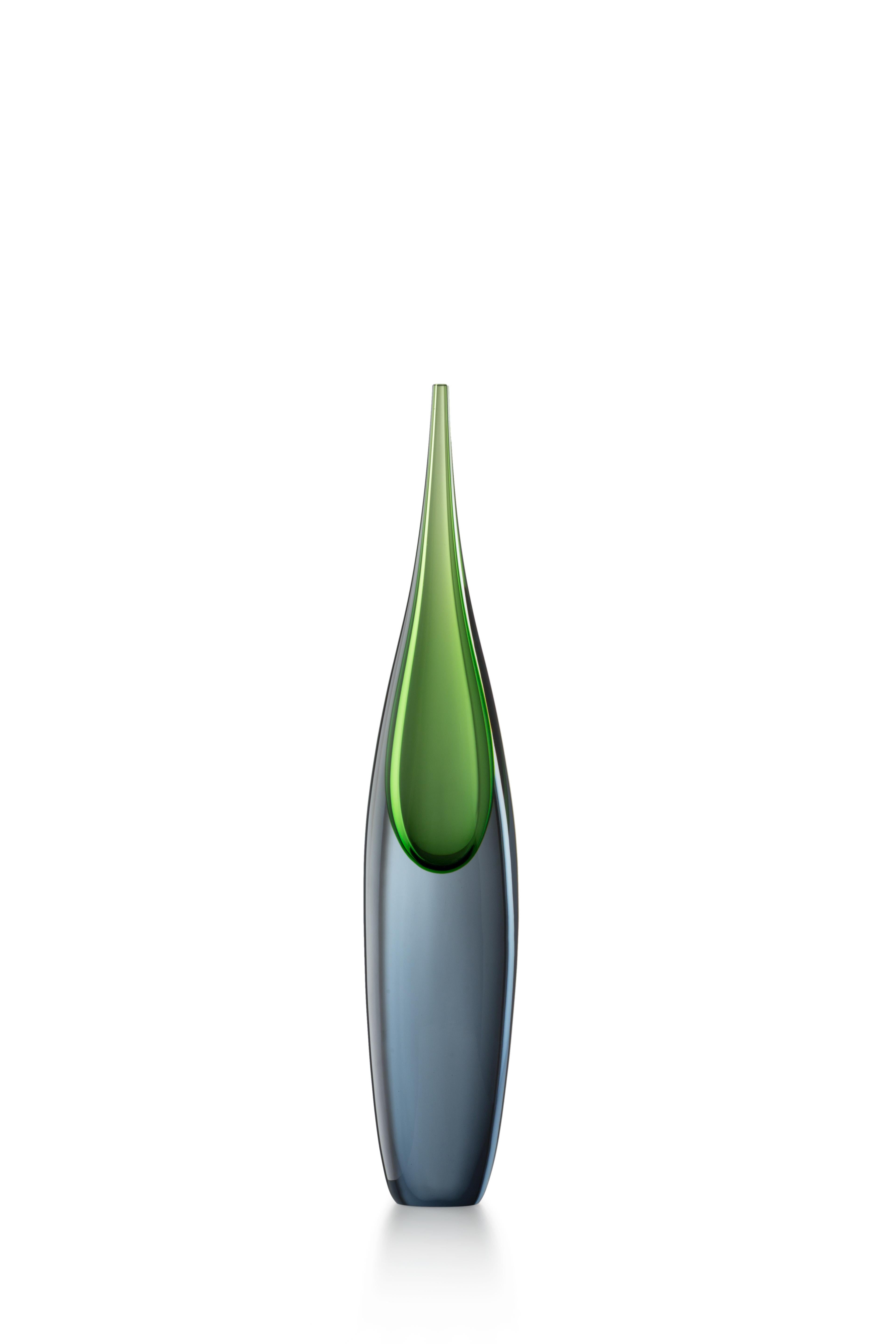 Green (01957) Small Pinnacoli Grigio Murano Glass Vase by Luciano Gaspari