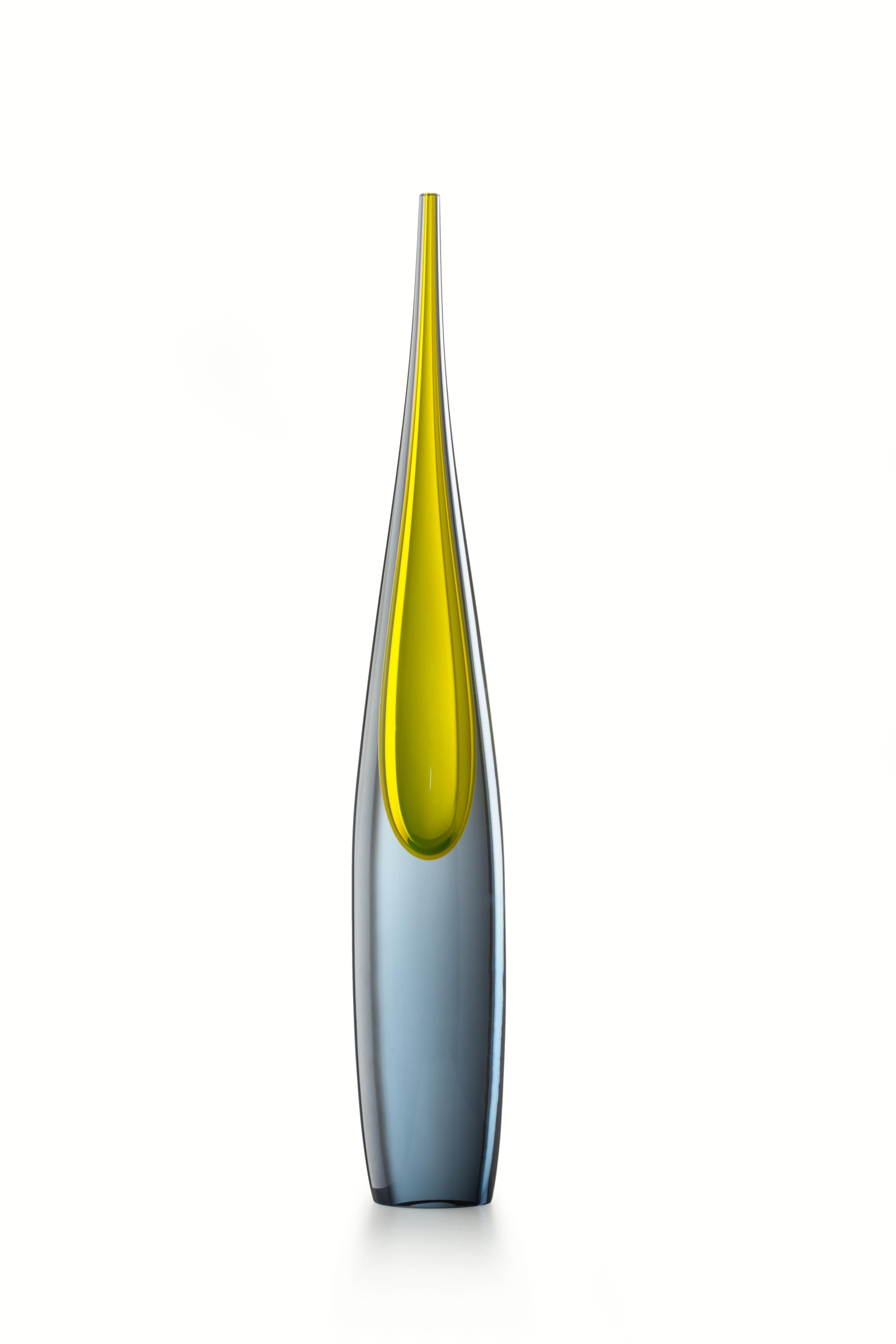 For Sale: Yellow (01941) Medium Pinnacoli Grigio Murano Glass Vase by Luciano Gaspari