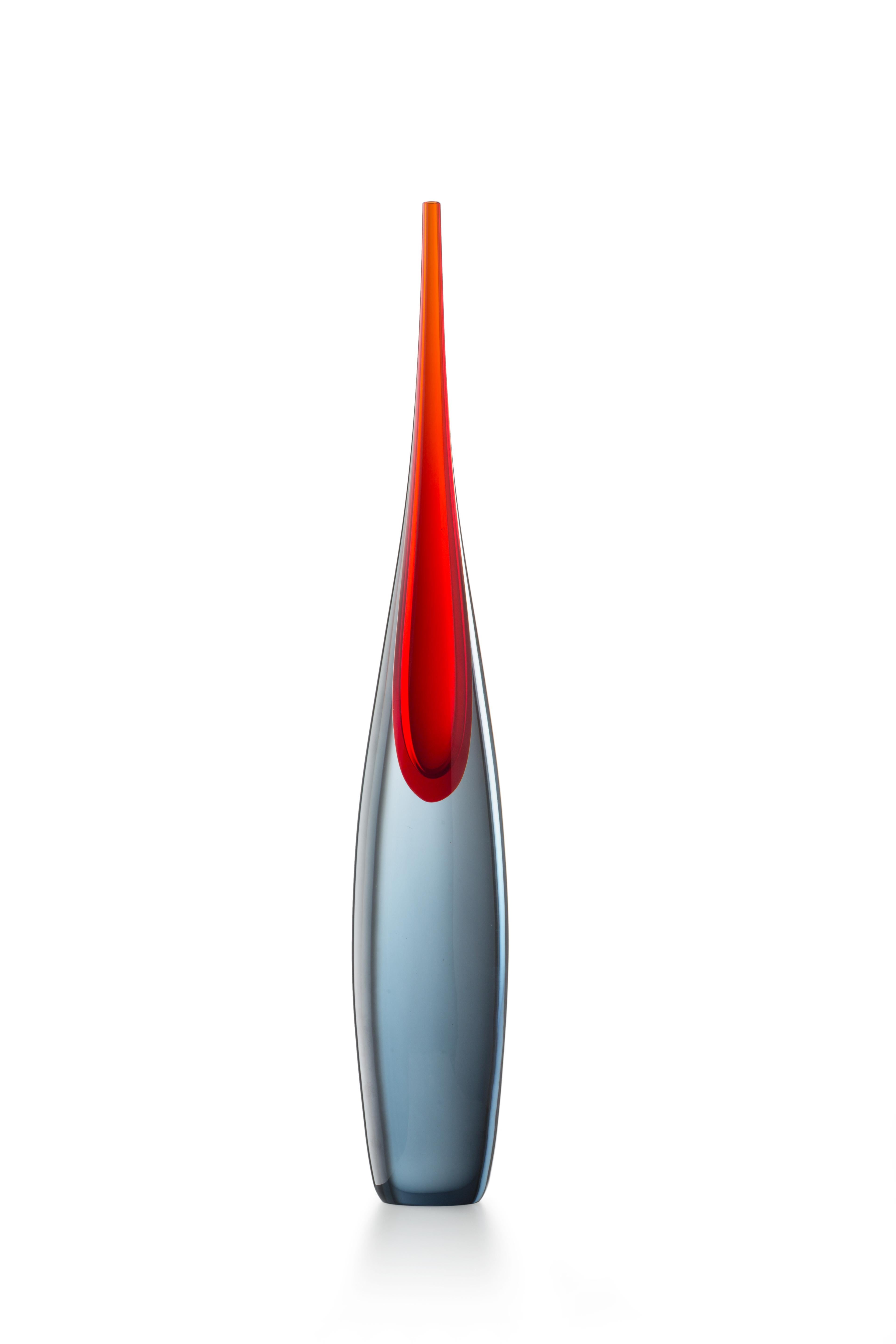 For Sale: Red (01944) Medium Pinnacoli Grigio Murano Glass Vase by Luciano Gaspari