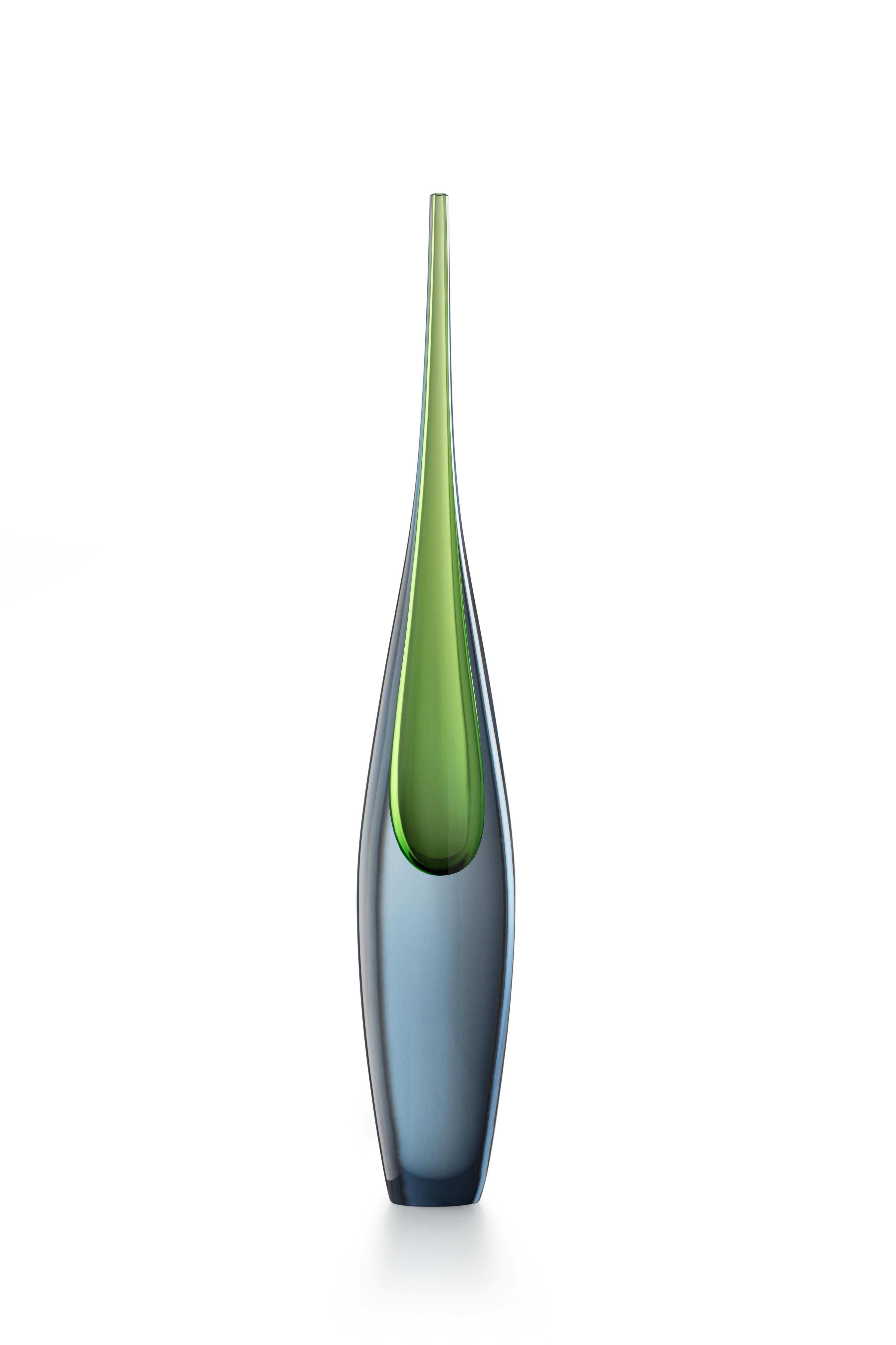 For Sale: Green (01956) Medium Pinnacoli Grigio Murano Glass Vase by Luciano Gaspari