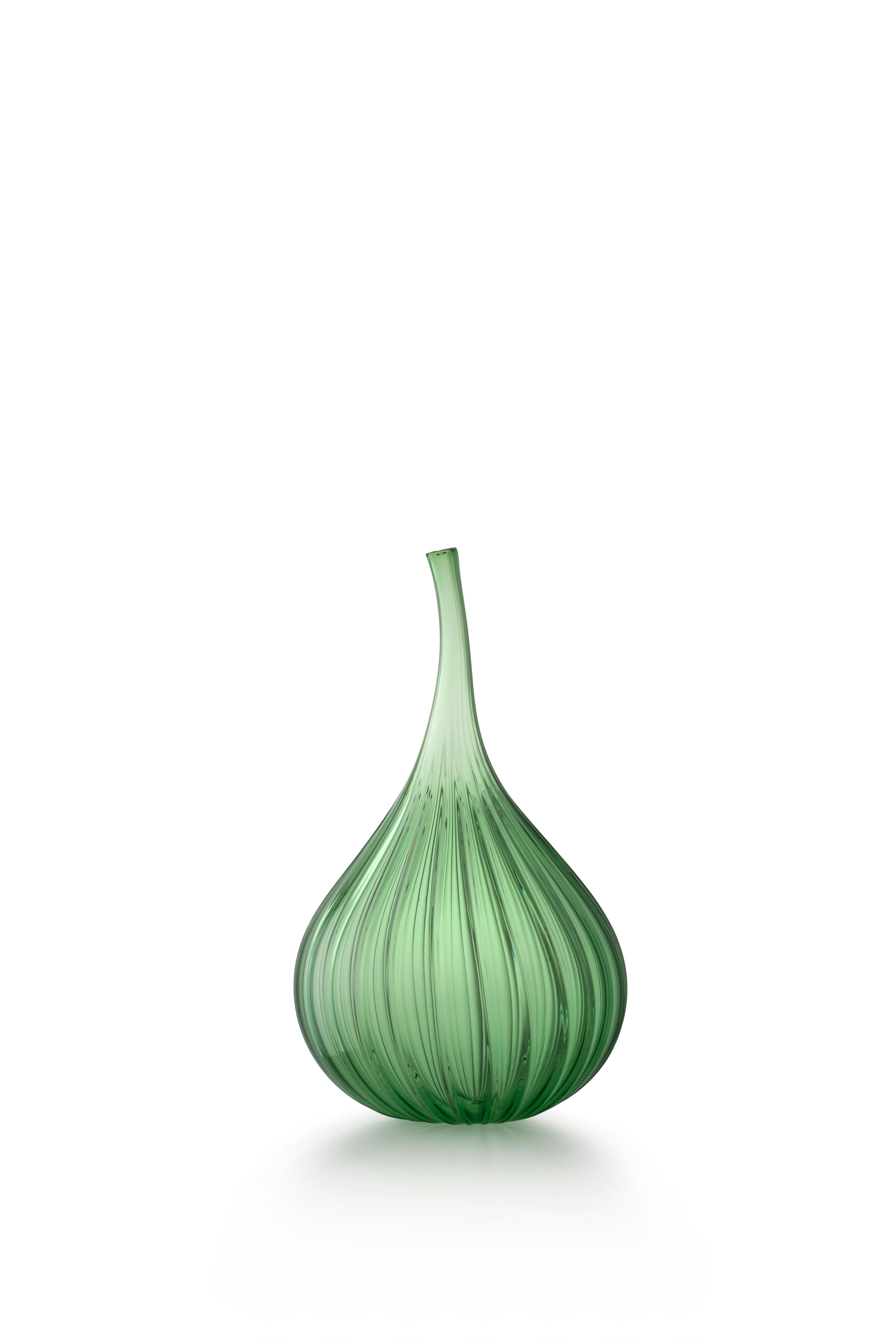 Im Angebot: Lucido-Vase mit Tropfen aus Muranoglas von Renzo Stellon, Green (19135)