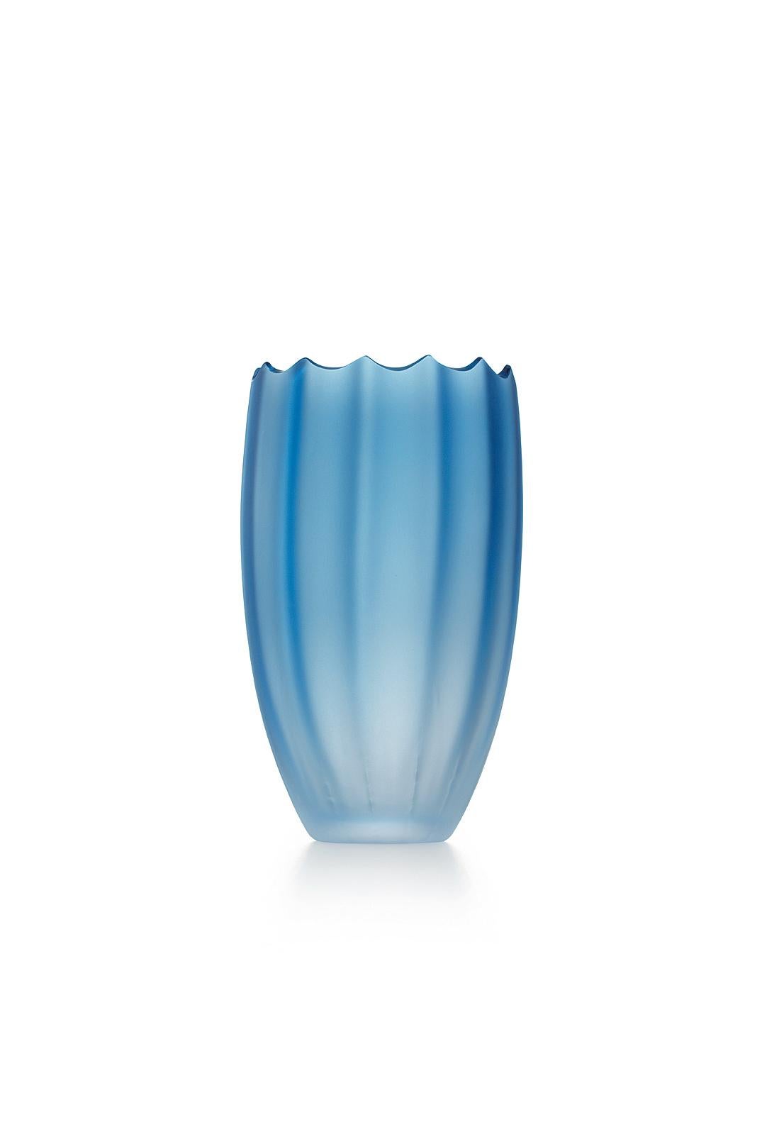 For Sale: Blue (015BS00SL) Large Mare Nassa Satinato in Murano Glass by Davide Bruno