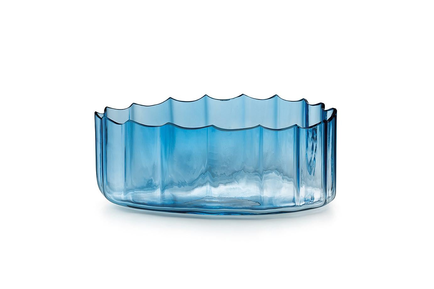 For Sale: Blue (017BS00LS) Small Mare Coppo Lucido in Murano Glass by Davide Bruno