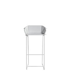 Gandia Blasco Textile Stool with Backrest in Steel by Ana Llobet