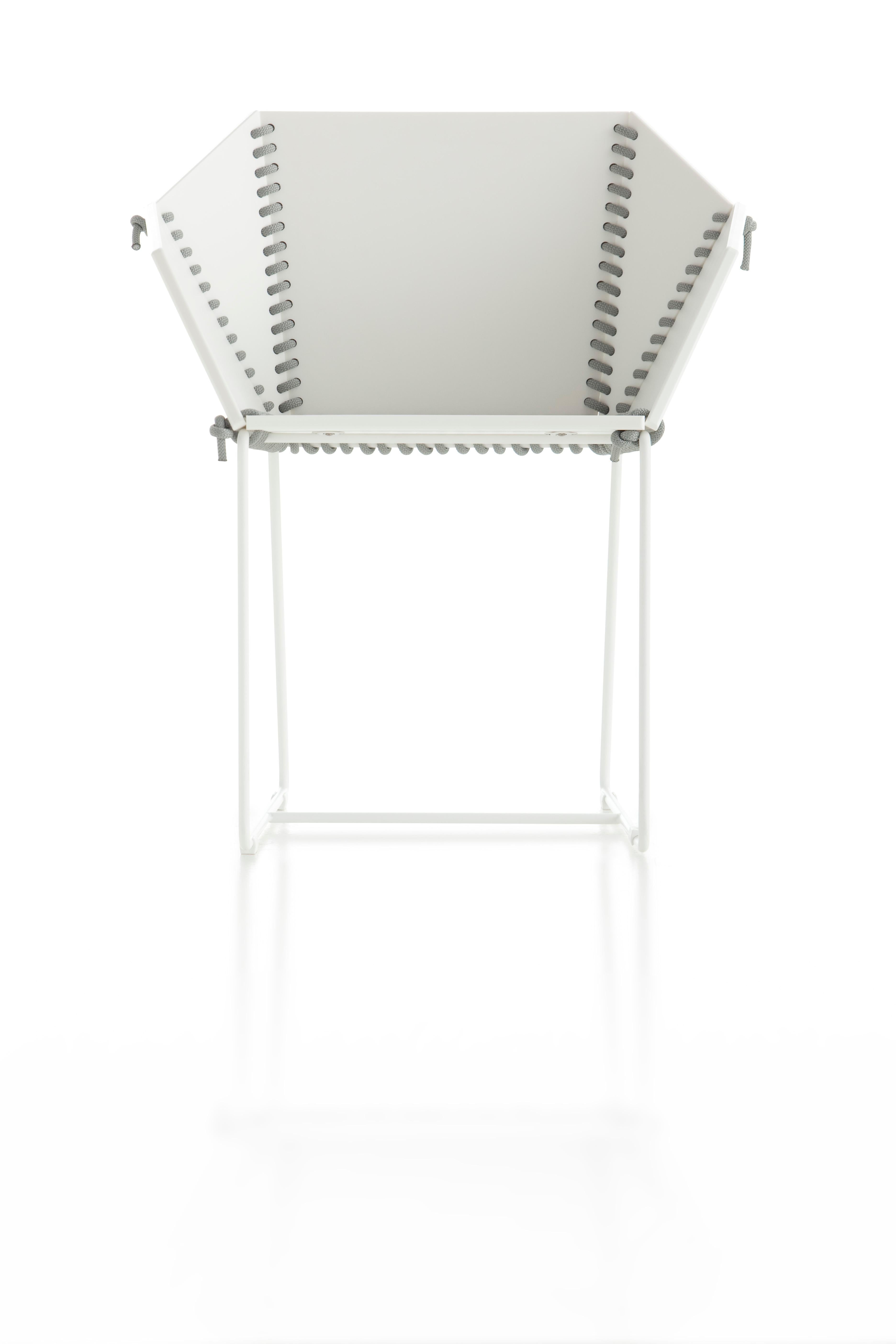 For Sale: Gray (RAL9016/grayrope.jpg) Gandia Blasco Textile Dining Armchair in Steel by Ana Llobet 2