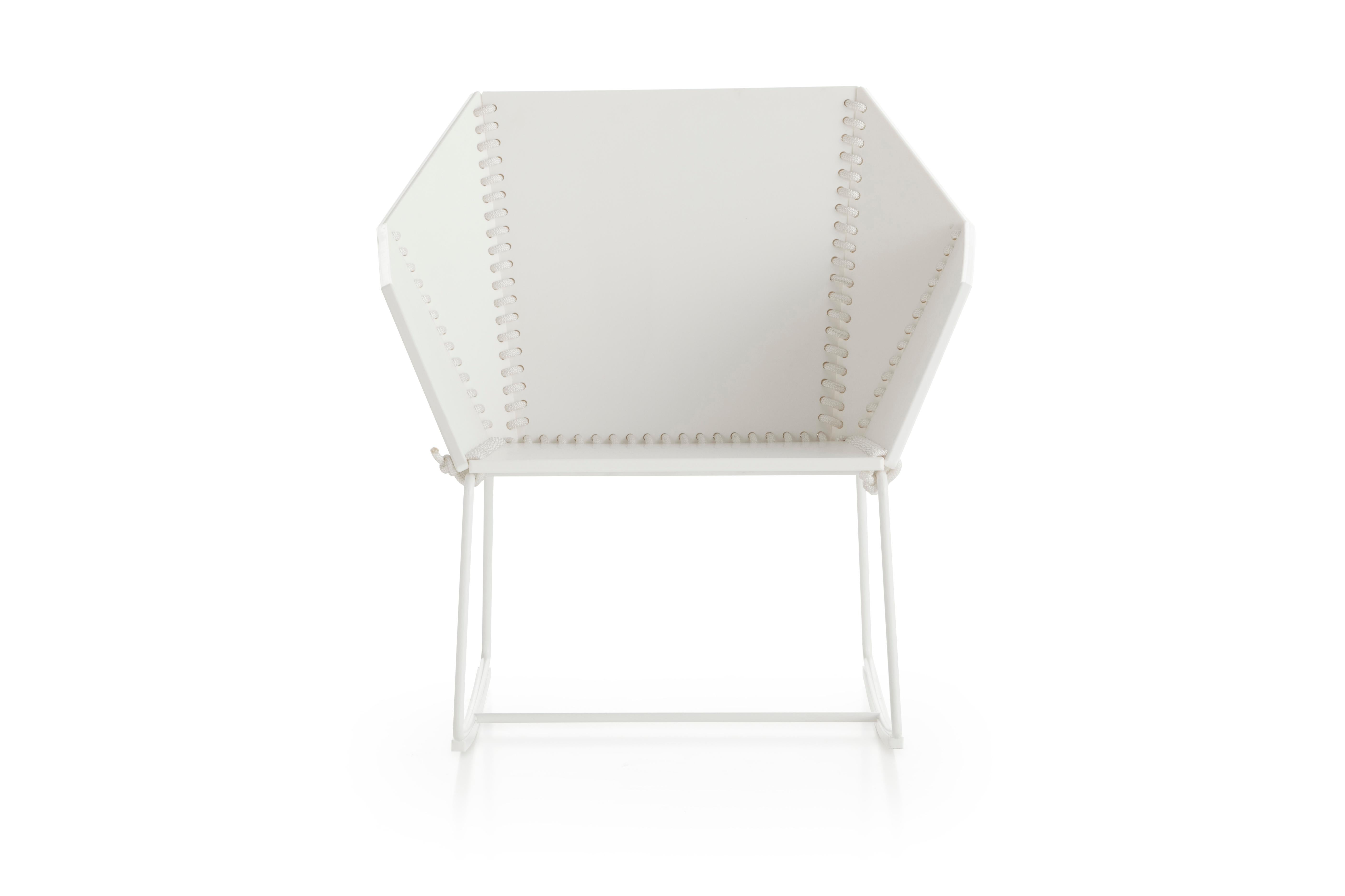 For Sale: White (RAL9016/whiterope.jpg) Gandia Blasco Textile Rocking Chair in Steel by Ana Llobet 2