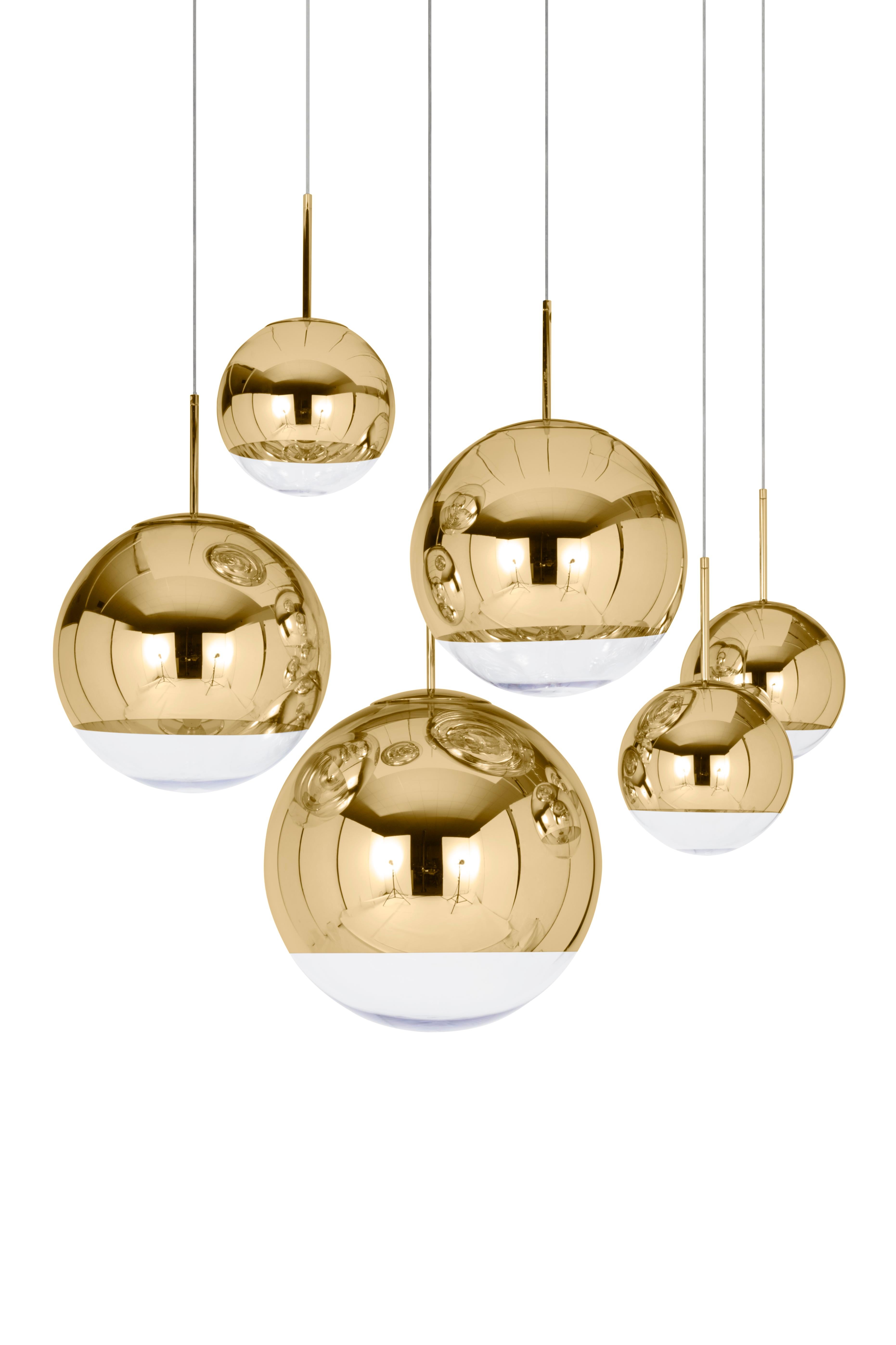 En vente : Gold (gold.jpg) Petite lampe à suspension en forme de boule de miroir de Tom Dixon 2