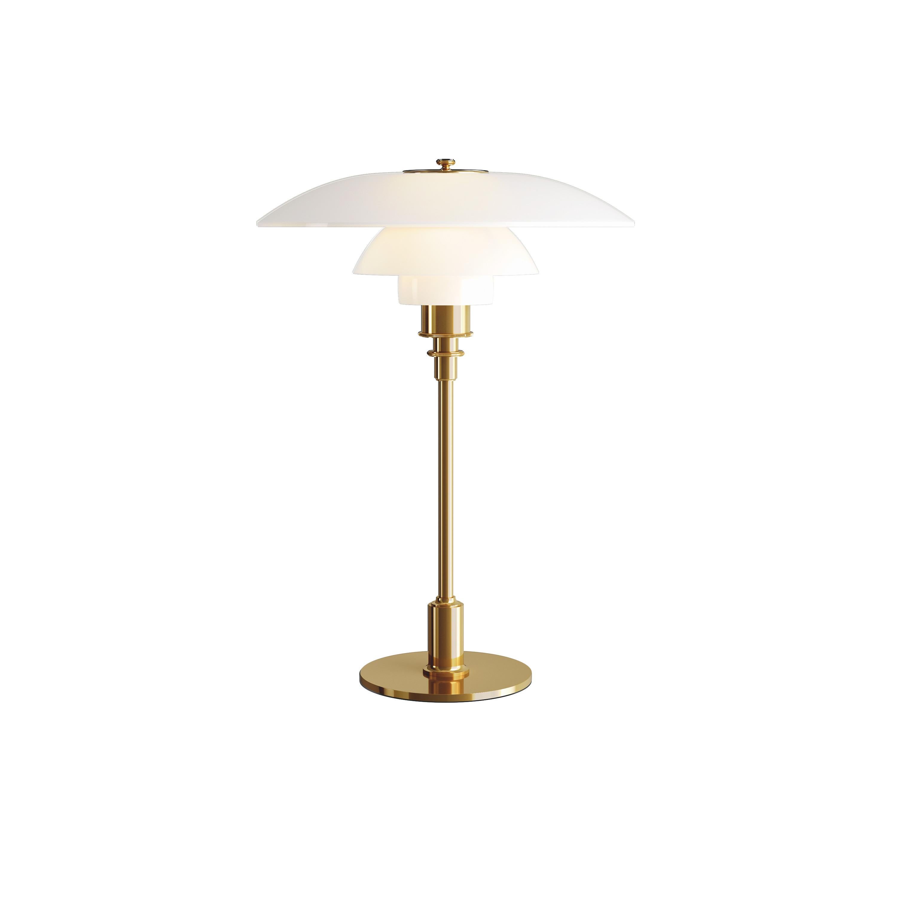 En vente : Gold (brass.jpg) Lampe de table en verre Louis Poulsen PH 3½-2½ Poul Henningsen
