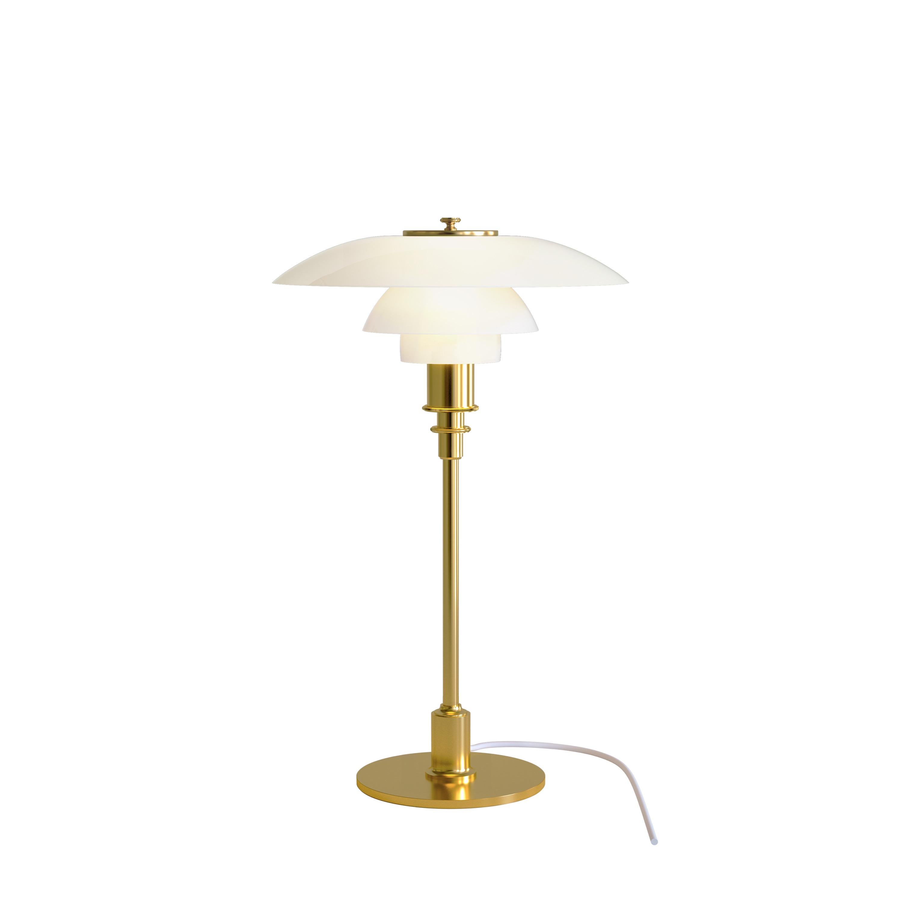 En vente : Gold (brass.jpg) Lampe de bureau Louis Poulsen PH 3/2 par Poul Henningsen