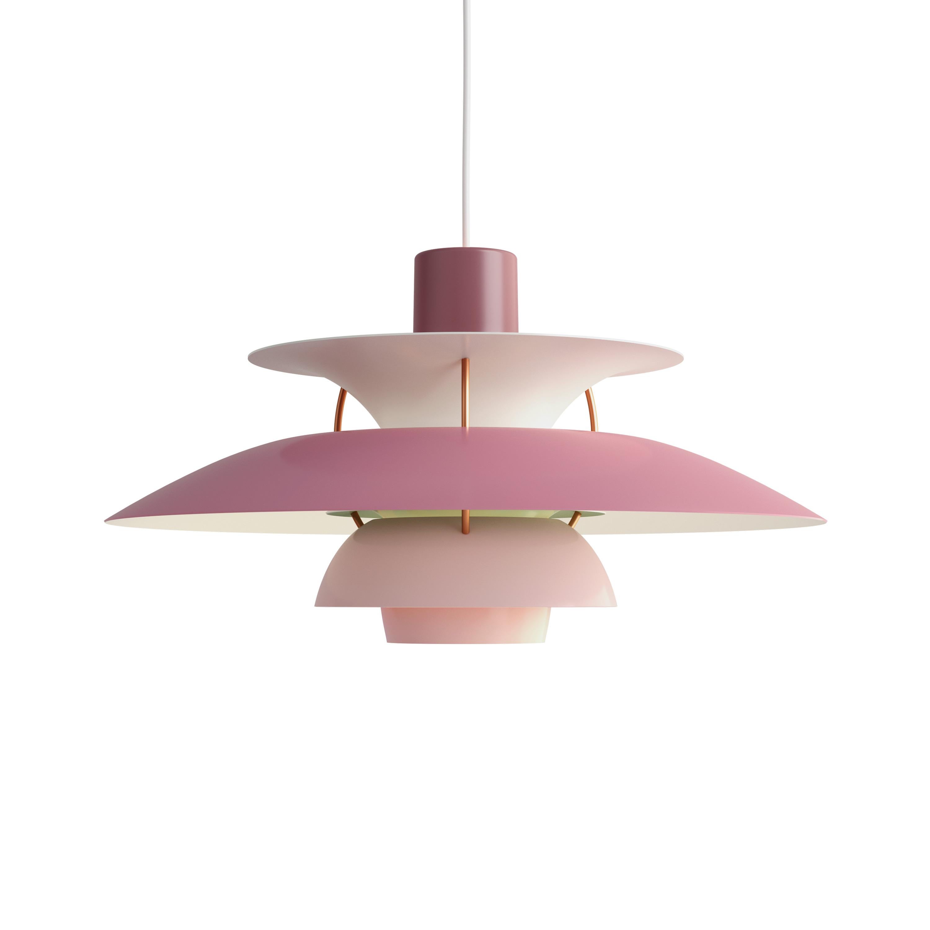 En vente : Pink (rose.jpg) Lampe à suspension PH 5 Louis Poulsen par Poul Henningsen