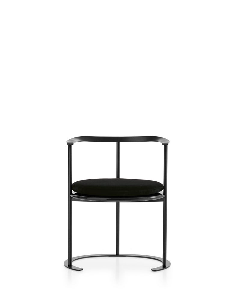 For Sale: Black (MOHAIR/D VELVET BLACK -2971150) Azucena Catilina Small Armchair with Seat Cushion by Luigi Caccia Dominioni