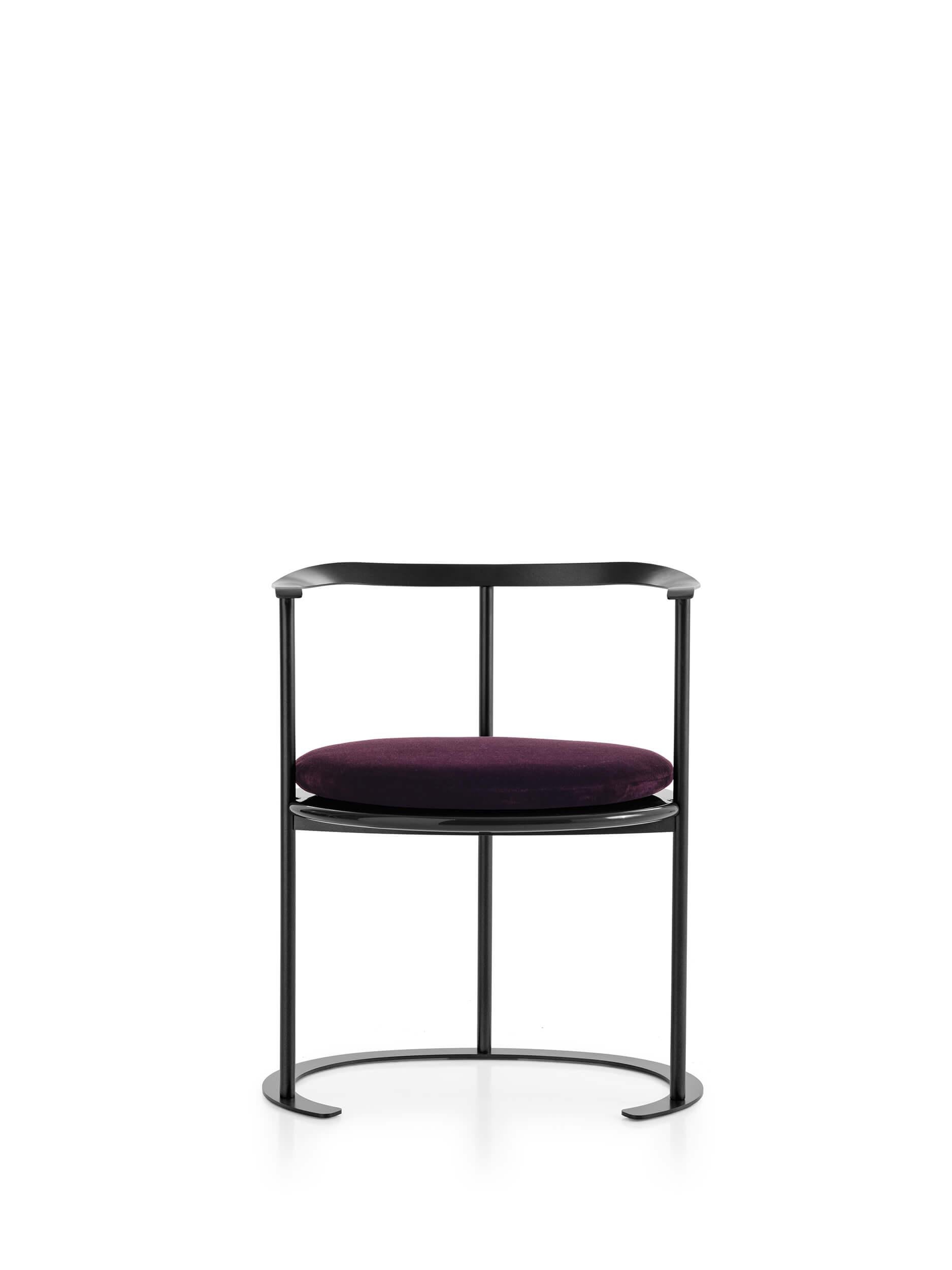 For Sale: Purple (MOHAIR/D VELVET AUBERGINE - 2971763) Azucena Catilina Small Armchair with Seat Cushion by Luigi Caccia Dominioni