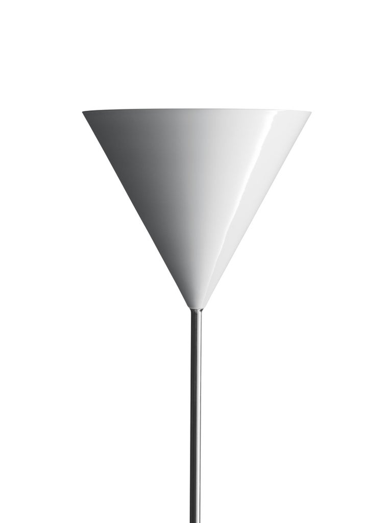 For Sale: Gray (0600C - Chromed finish) Azucena Imbuto Floor Lamp in White Cone by Luigi Caccia Dominioni 2