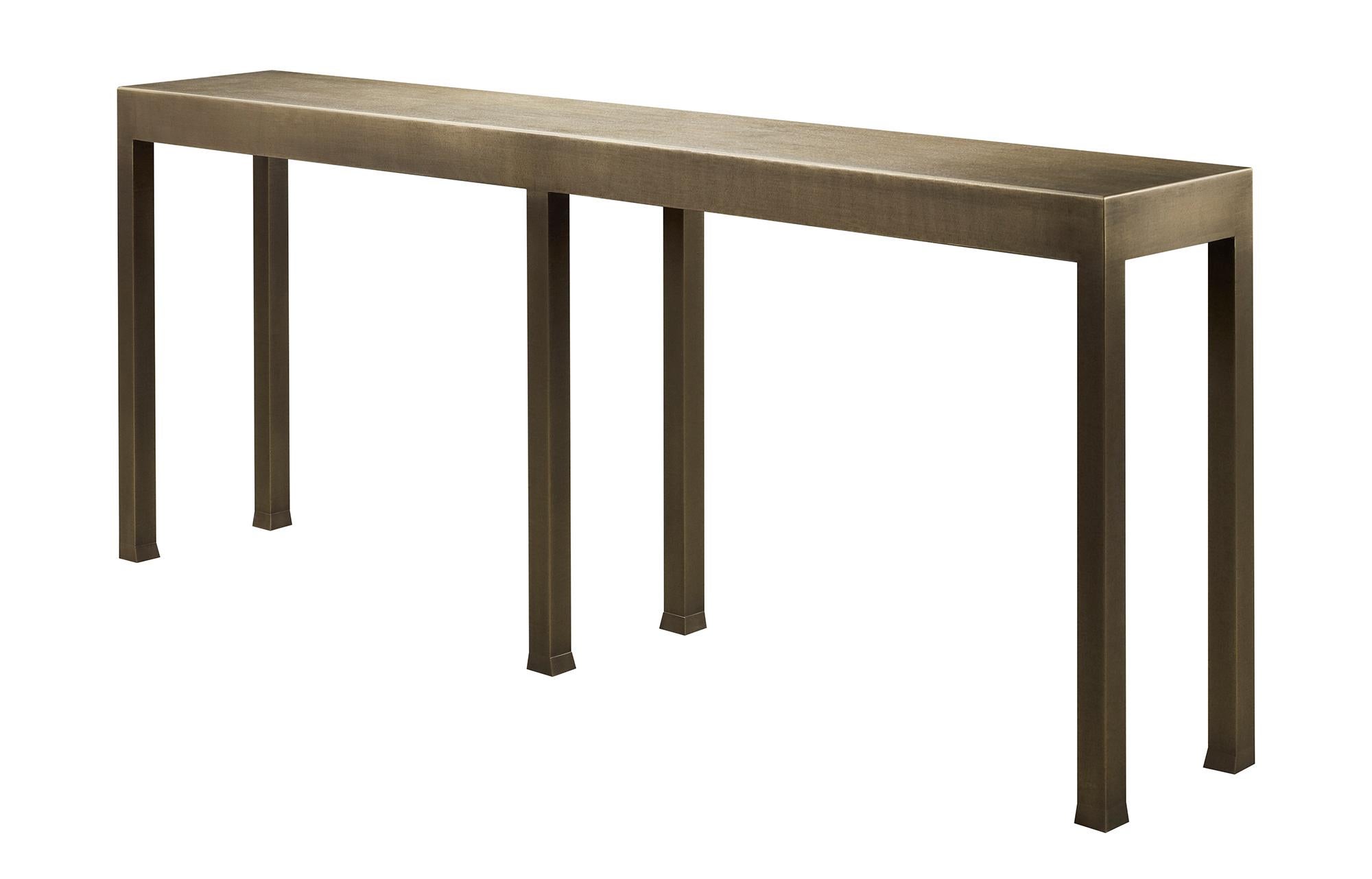 For Sale: Brown (hammered bronze.jpg) Promemoria Gong Console Table in Hammered Bronze by Romeo Sozzi 2