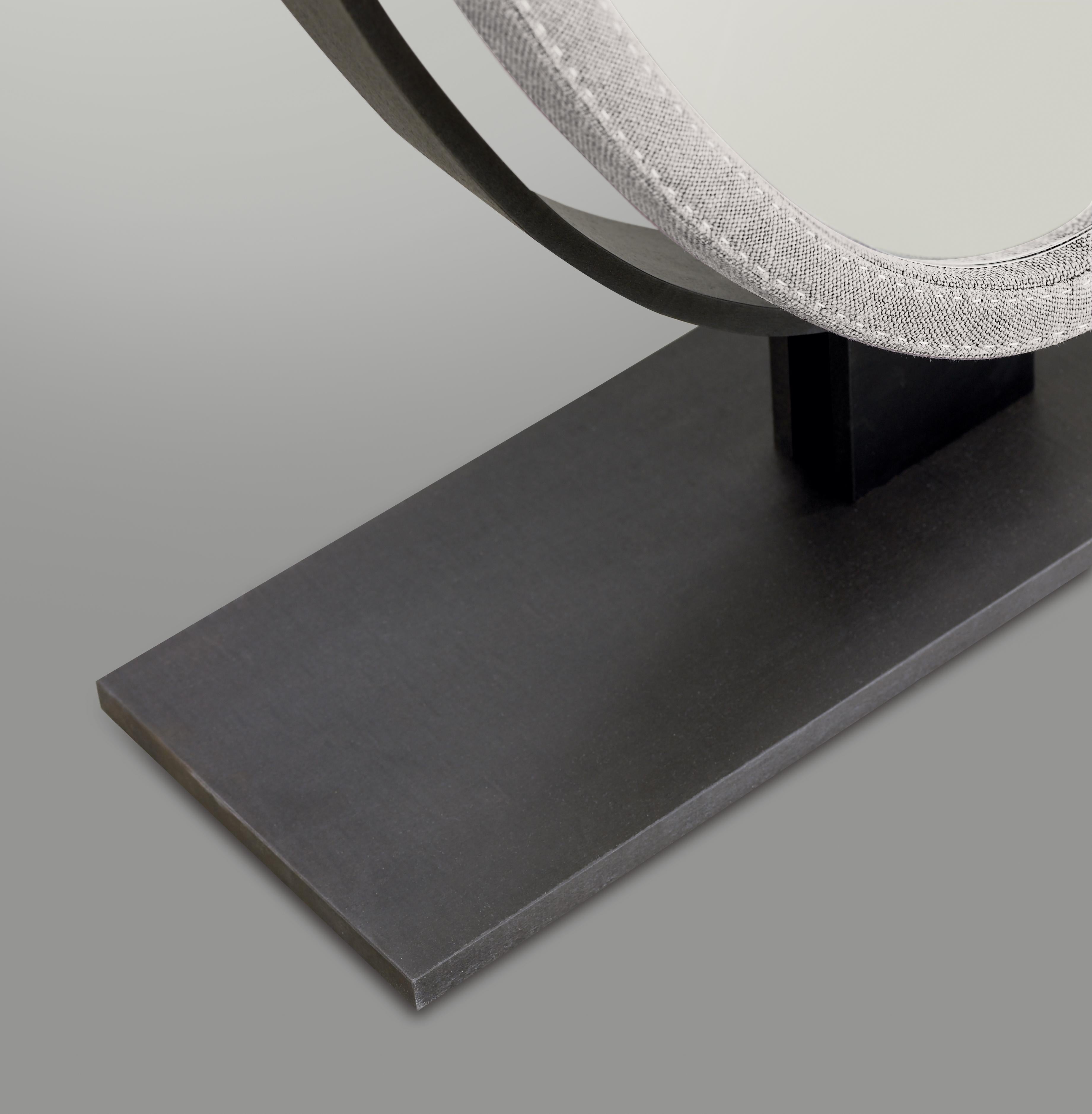 For Sale: Gray (man in grey 20.jpg) Promemoria Ingrid Mirror in Bronze and Fabric Covering by Romeo Sozzi 2