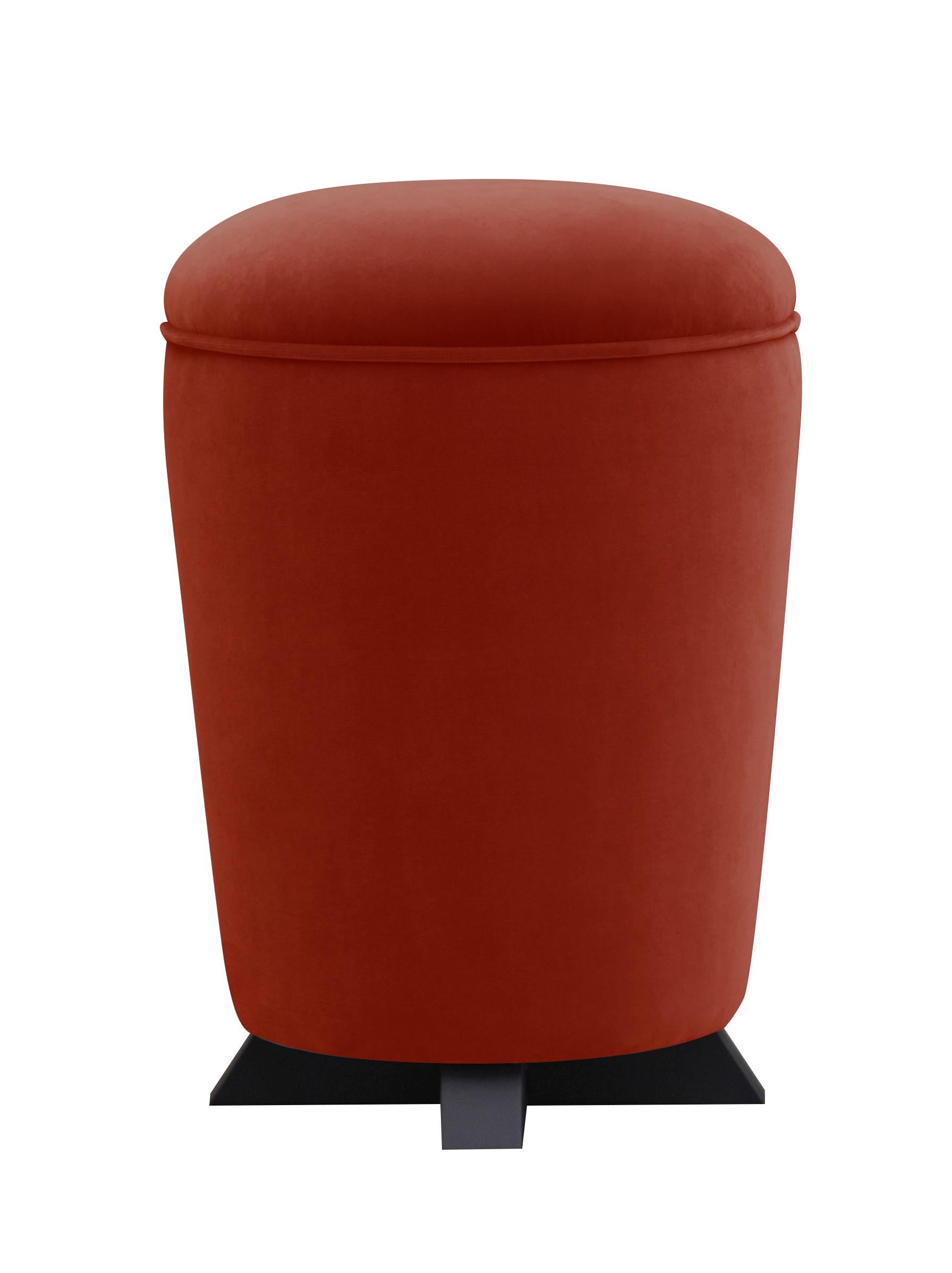 For Sale: Red (moulin rouge 21.jpg) Promemoria Coccolino Pouf in Fabric and Wood Base by Romeo Sozzi