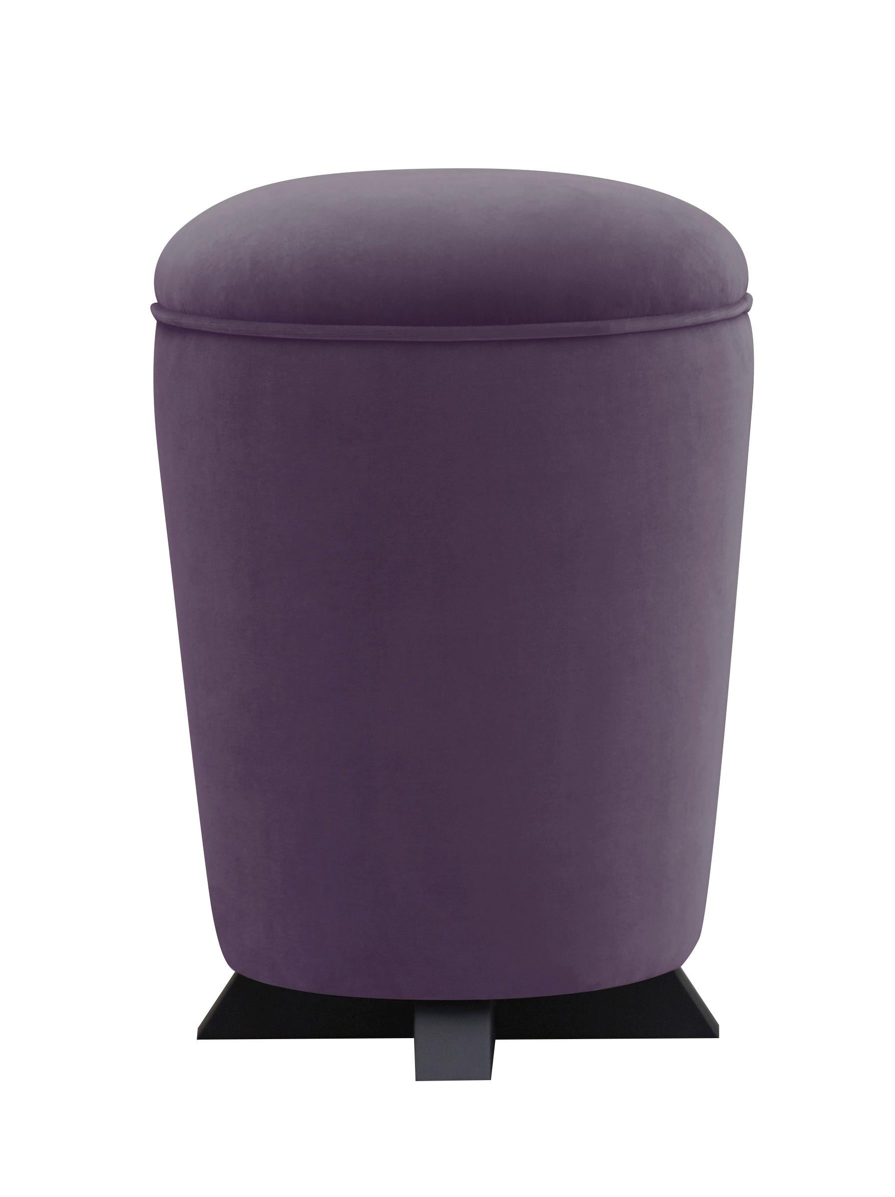 For Sale: Purple (PURPLE RAIN 12.jpg) Promemoria Coccolino Pouf in Fabric and Wood Base by Romeo Sozzi