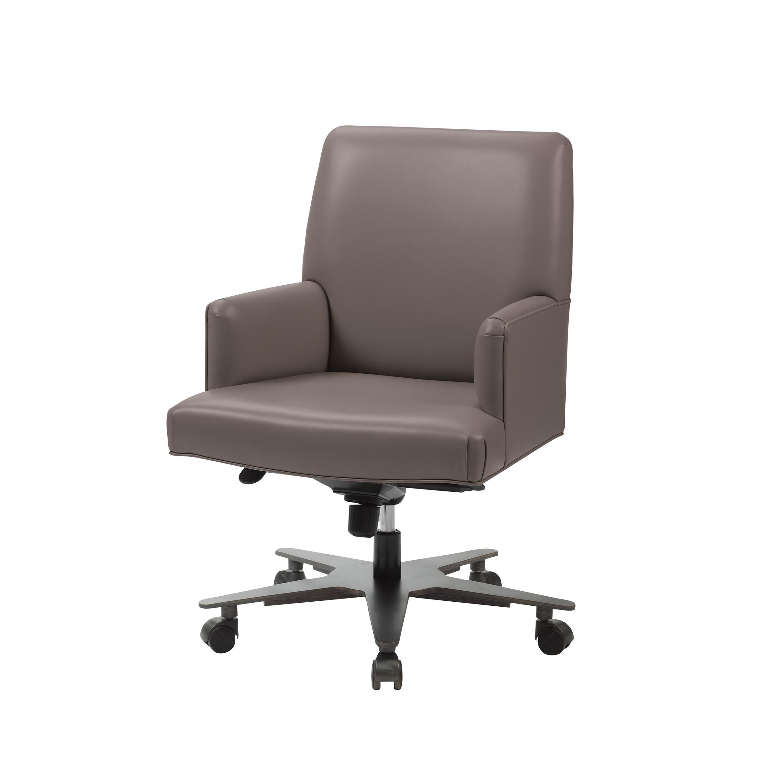 For Sale: Purple (smooth leather mauve.jpg) Promemoria Isotta Office Armchair in Leather and Dark Bronze by Romeo Sozzi