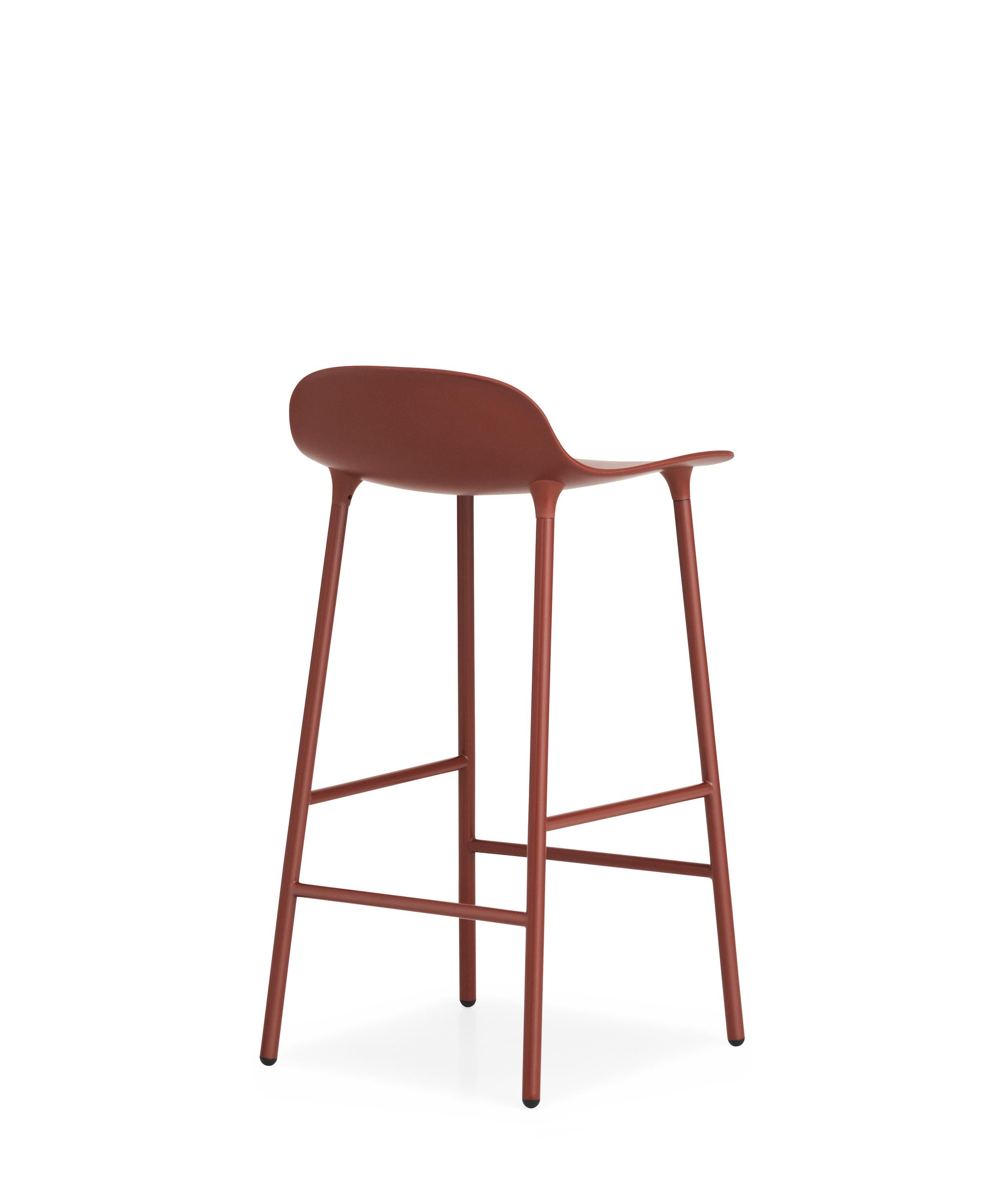 For Sale: Red (Form Red) Normann Copenhagen Form Counter Stool in Steel by Simon Legald 4