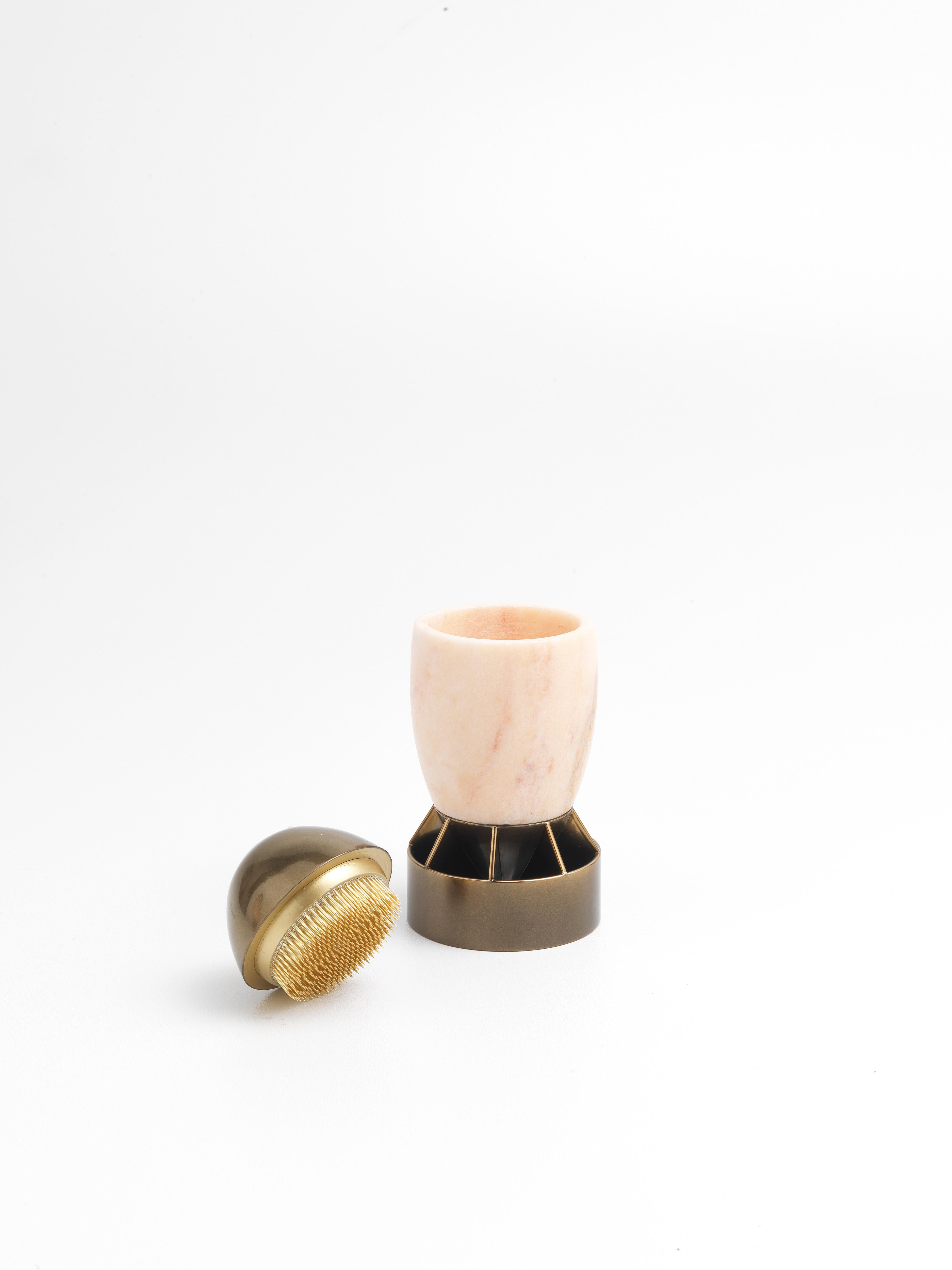 En vente : Pink (Pink Portugal Marble) Vase Wanda du 21e siècle en marbre et imprimé ABS 3D par Richard Yasmine 2