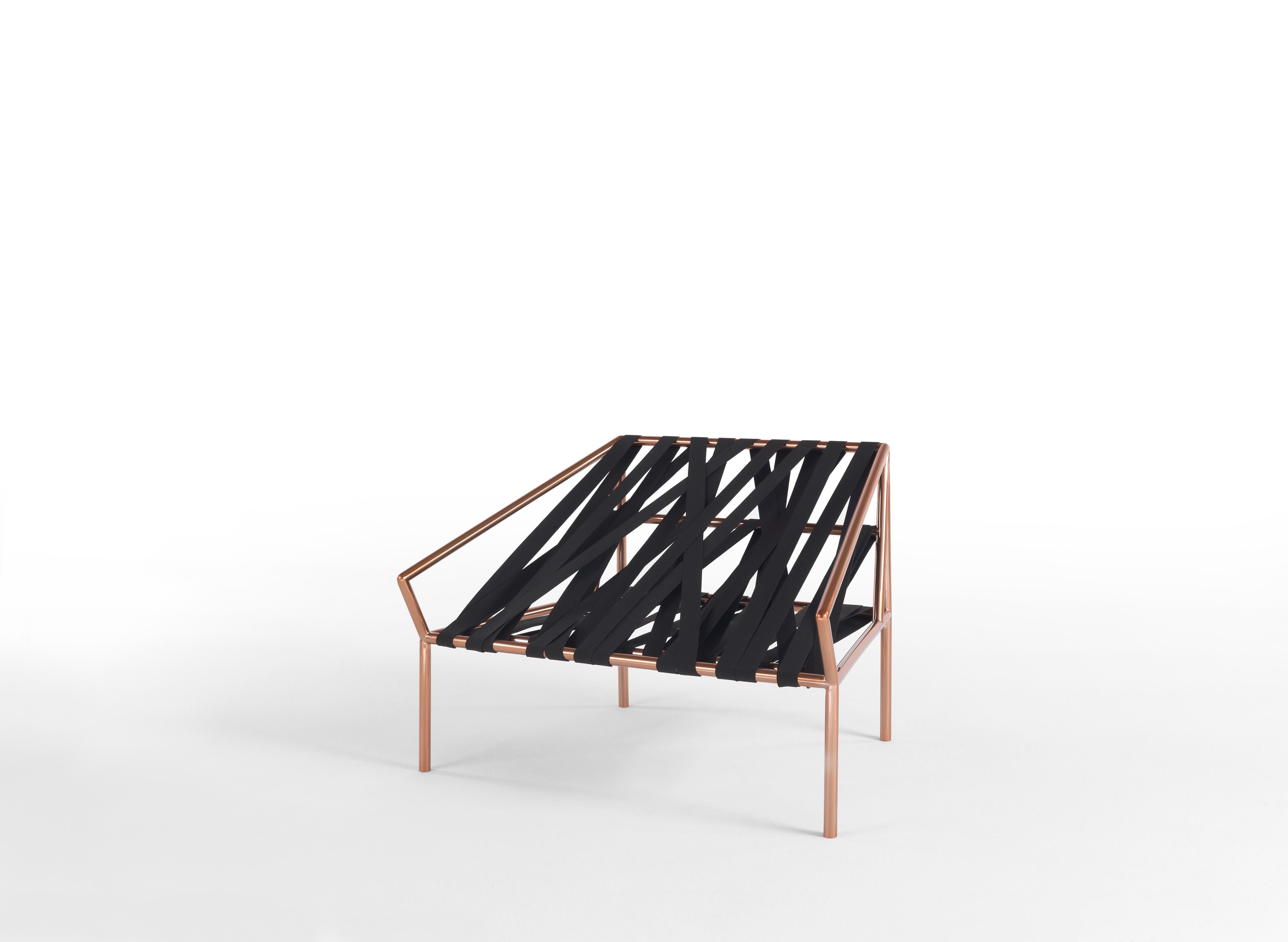 Im Angebot: Ligomancer-Sessel des 21. Jahrhunderts aus Metall und schwarzem Elastischem Webbing von CTRLZAK, Brown (Copper) 2