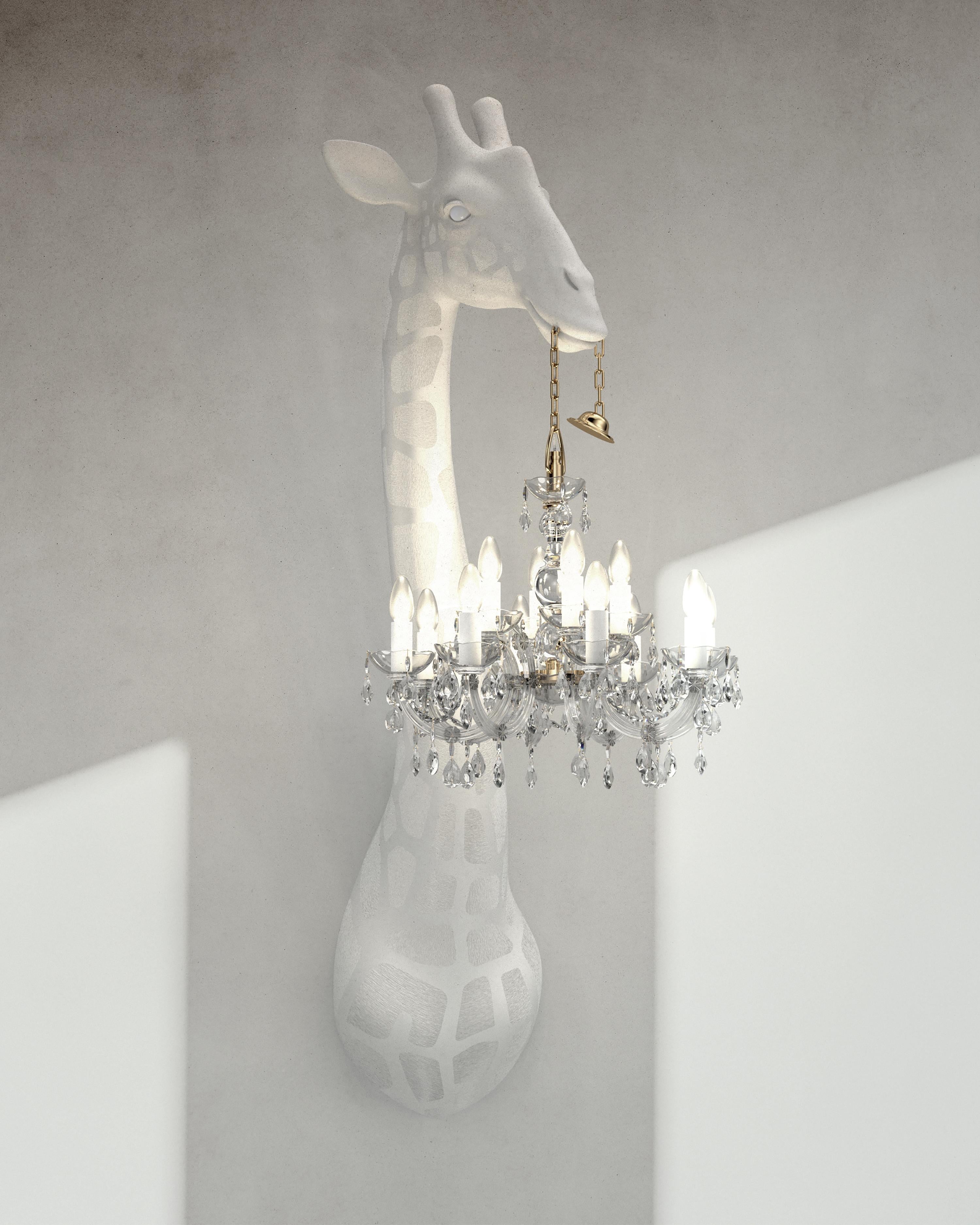 For Sale: White Modern 5.5 Foot White or Black Giraffe Wall Lamp Sconce Chandalier 2
