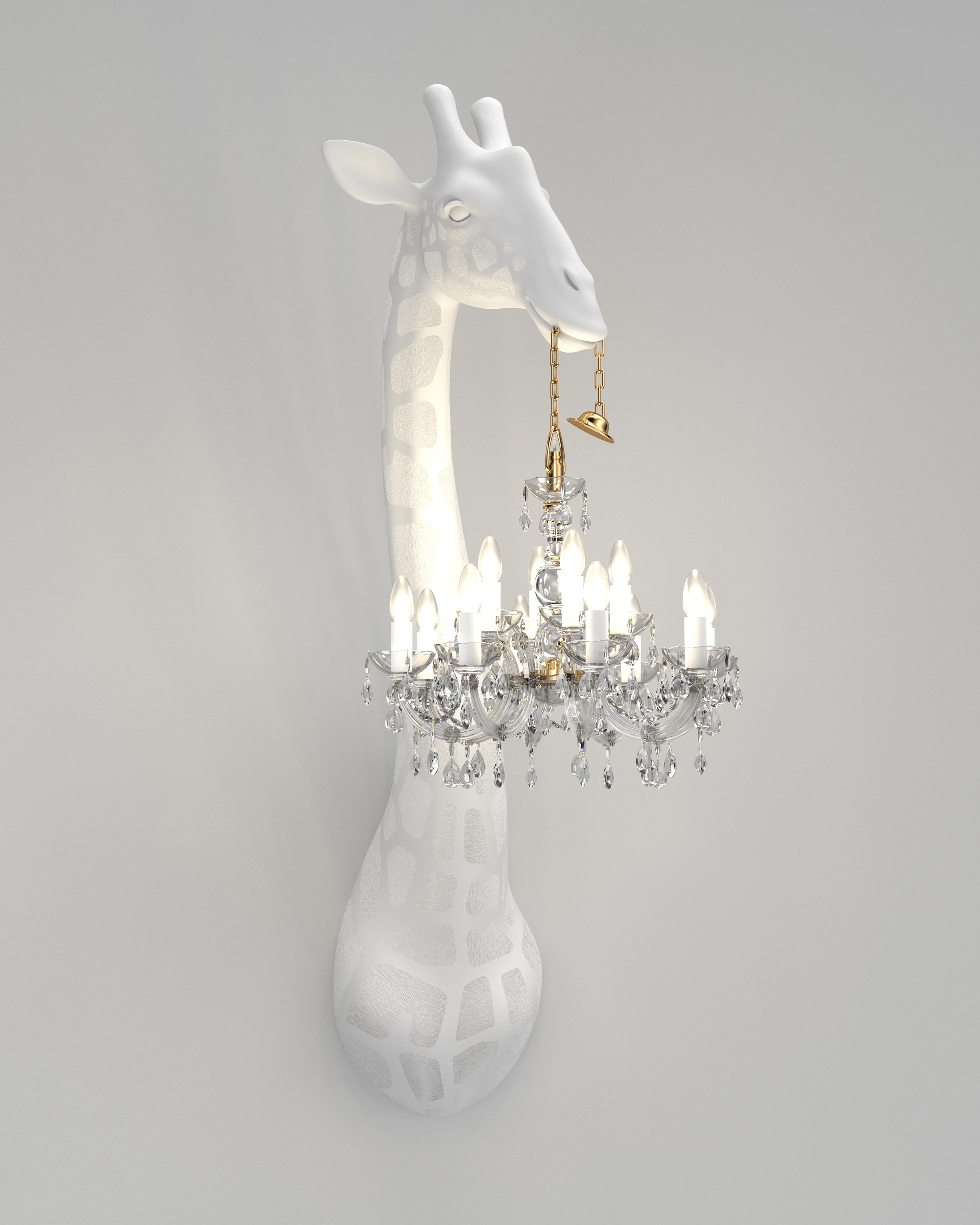 For Sale: White Modern 5.5 Foot White or Black Giraffe Wall Lamp Sconce Chandalier 3