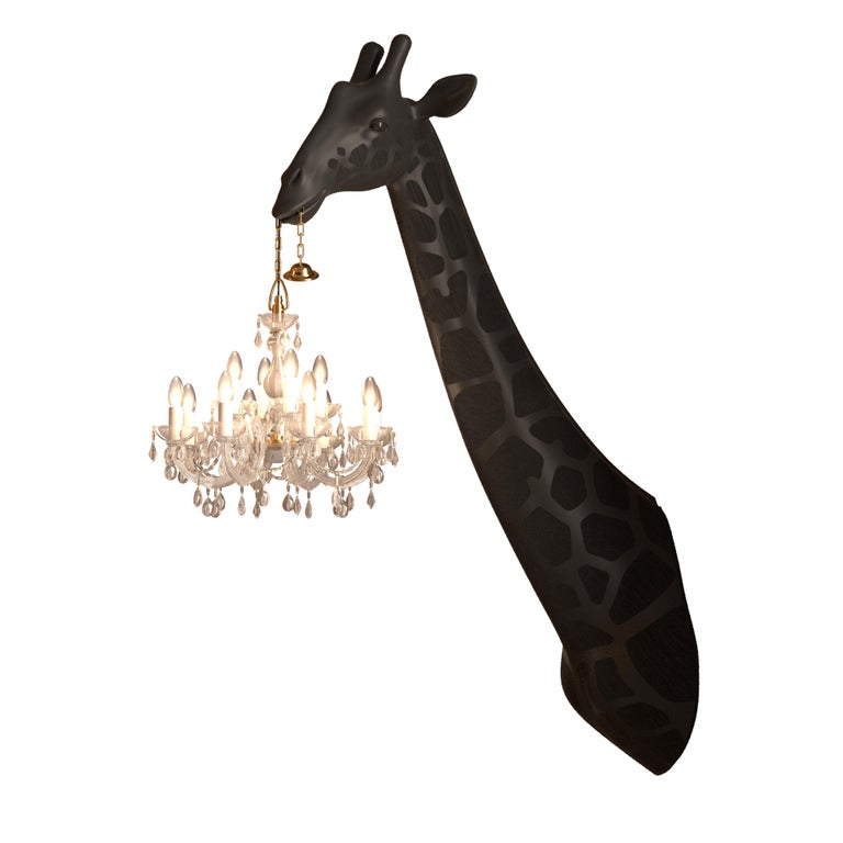 For Sale: Black Modern 5.5 Foot White or Black Giraffe Wall Lamp Sconce Chandalier