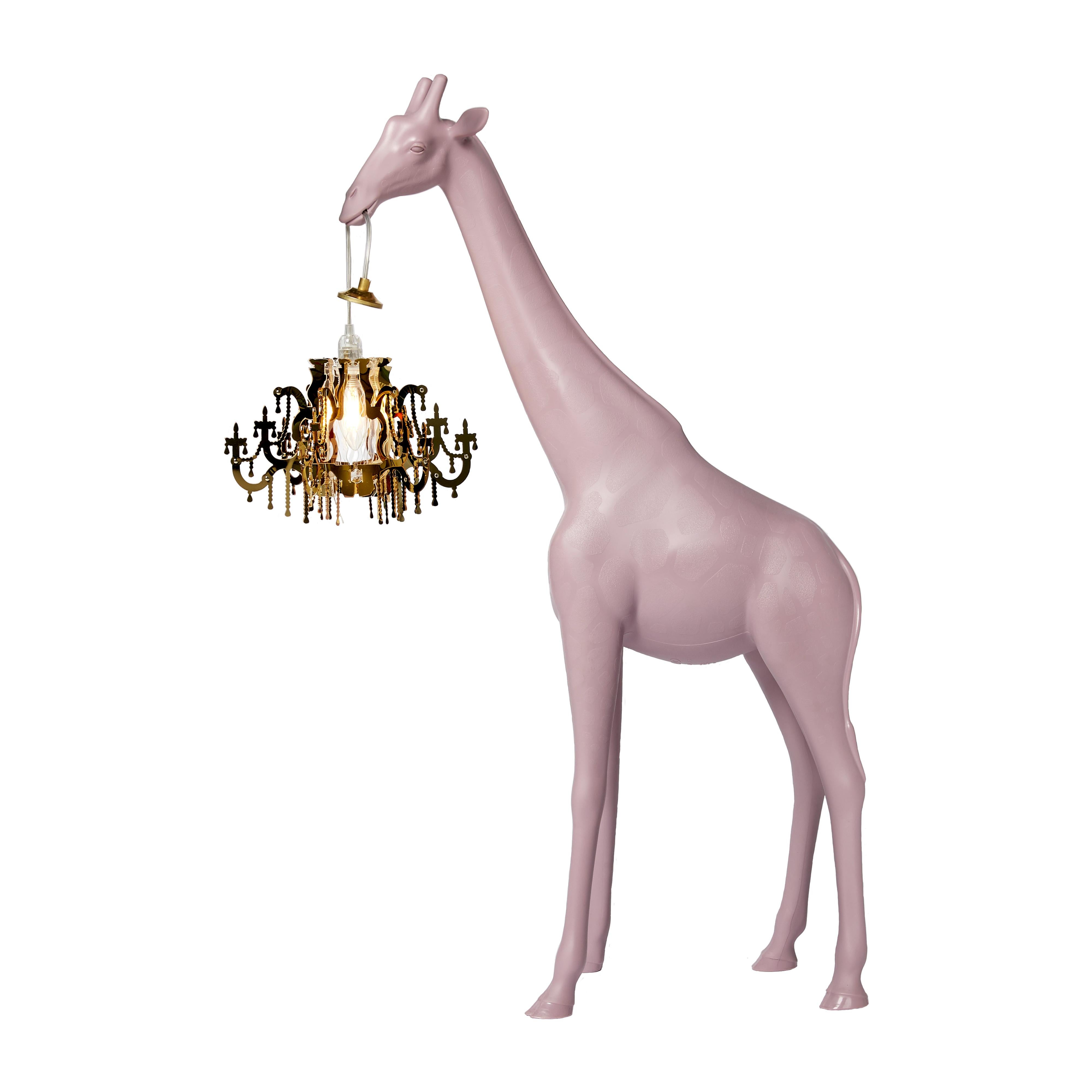 For Sale: Pink (Dusty Rose) Modern Black White Gray or Pink Giraffe Indoor or Outdoor Chandelier Lamp