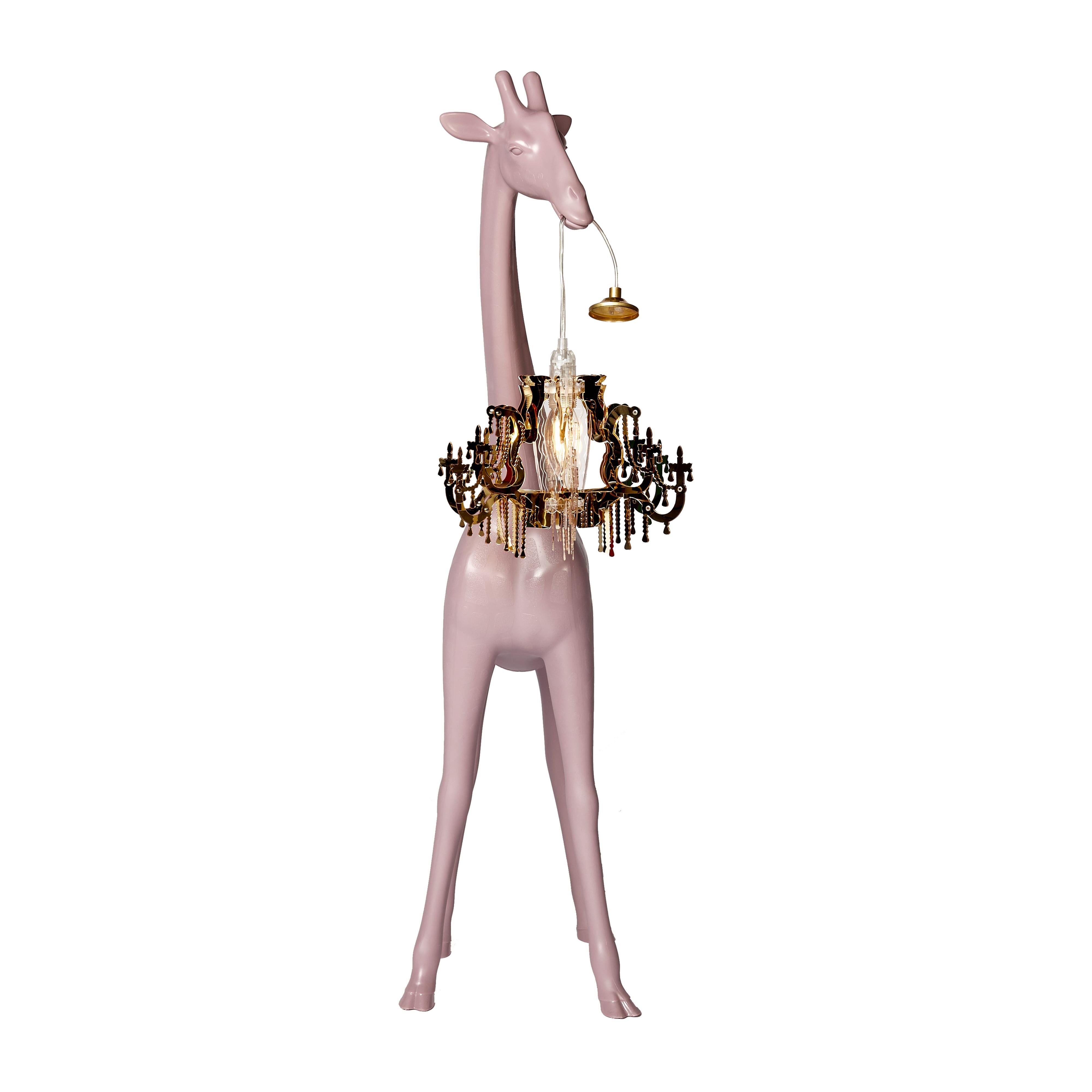 For Sale: Pink (Dusty Rose) Modern Black White Gray or Pink Giraffe Indoor or Outdoor Chandelier Lamp 3
