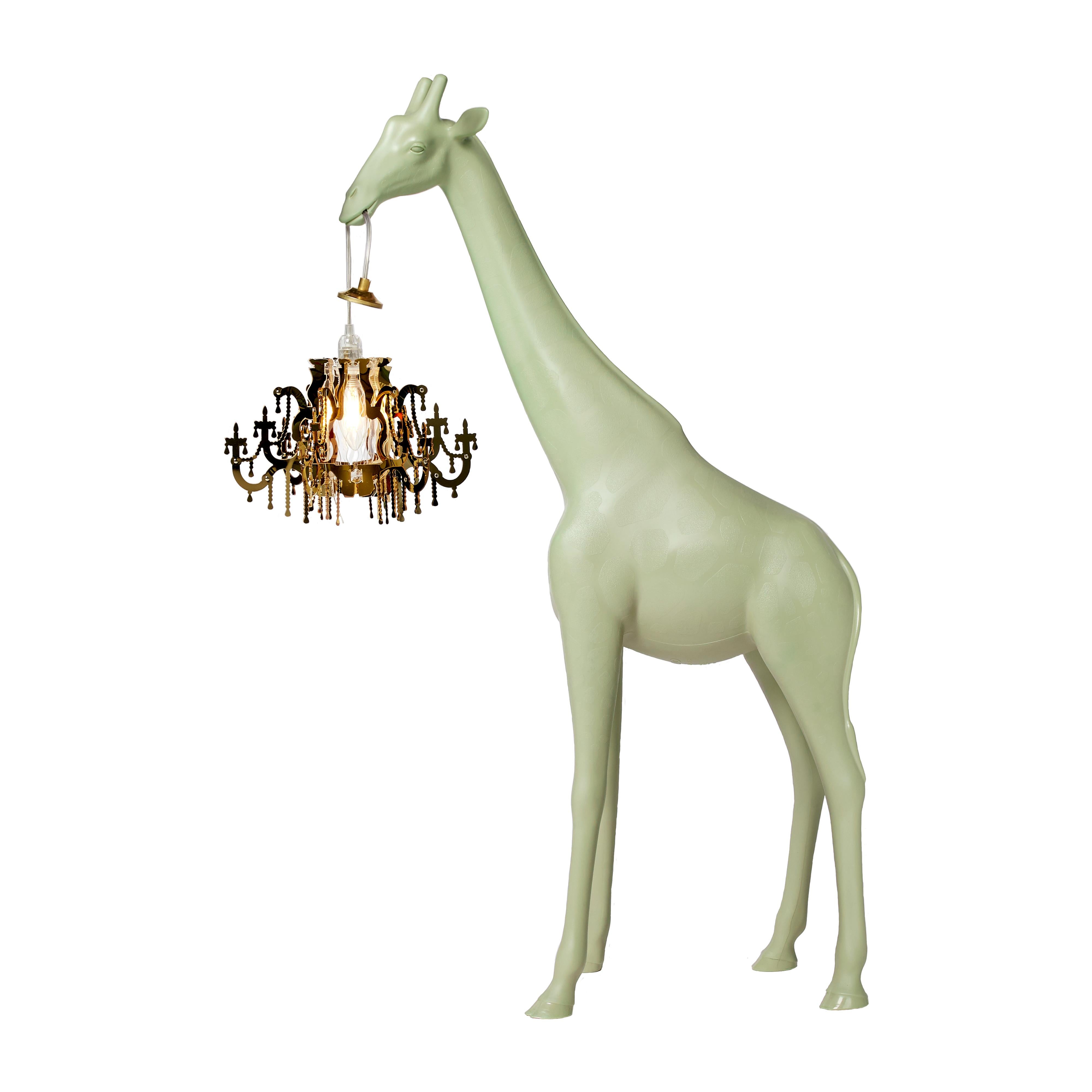 For Sale: Green (Warm Sand) Modern Black White Gray or Pink Giraffe Indoor or Outdoor Chandelier Lamp
