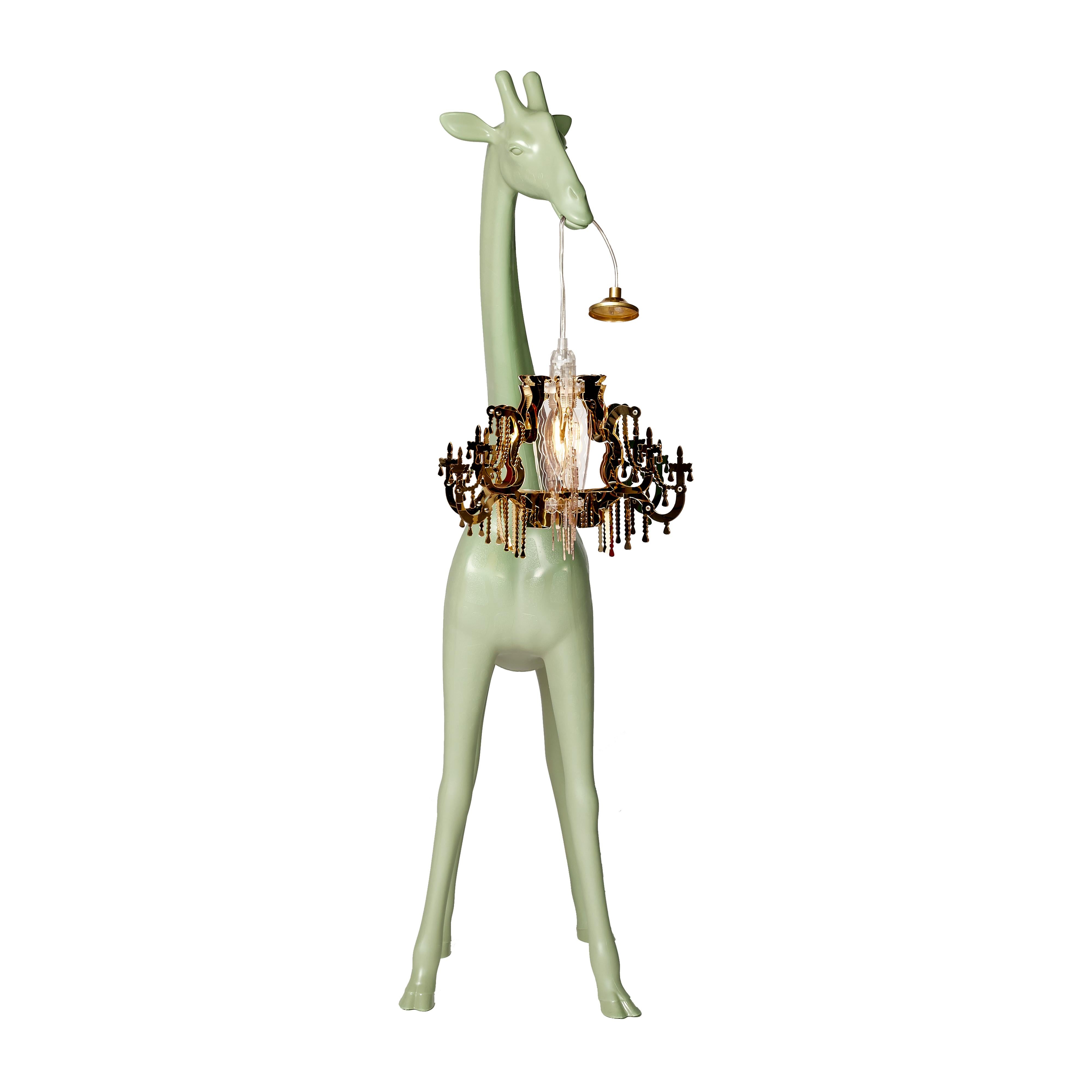 For Sale: Green (Warm Sand) Modern Black White Gray or Pink Giraffe Indoor or Outdoor Chandelier Lamp 3