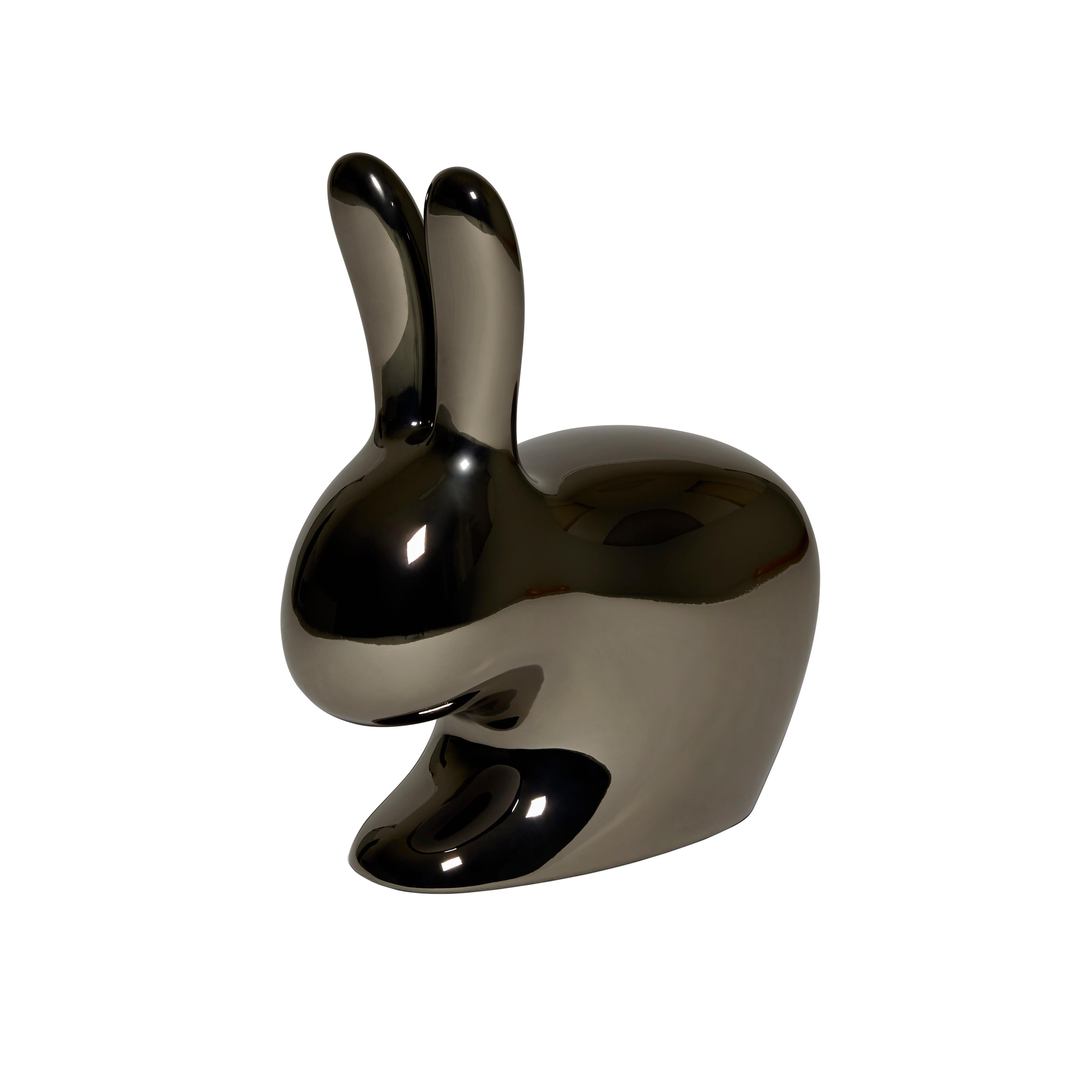 For Sale: Black (Titanium) Modern Metal Finish Decorative Sculptural Rabbit Chair