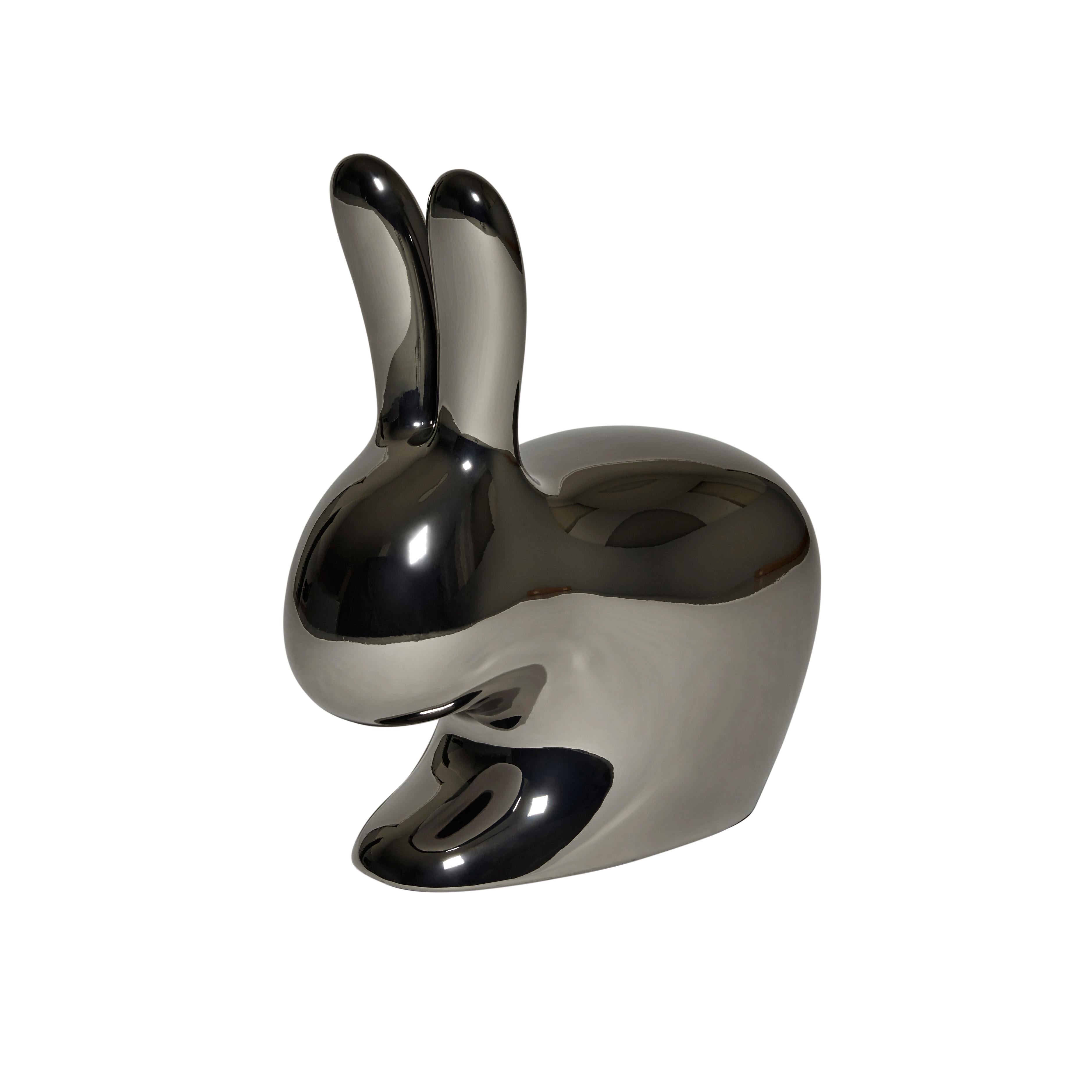 En vente : Gray (Steel) Chaise lapin décorative et sculpturale moderne à finition métallique