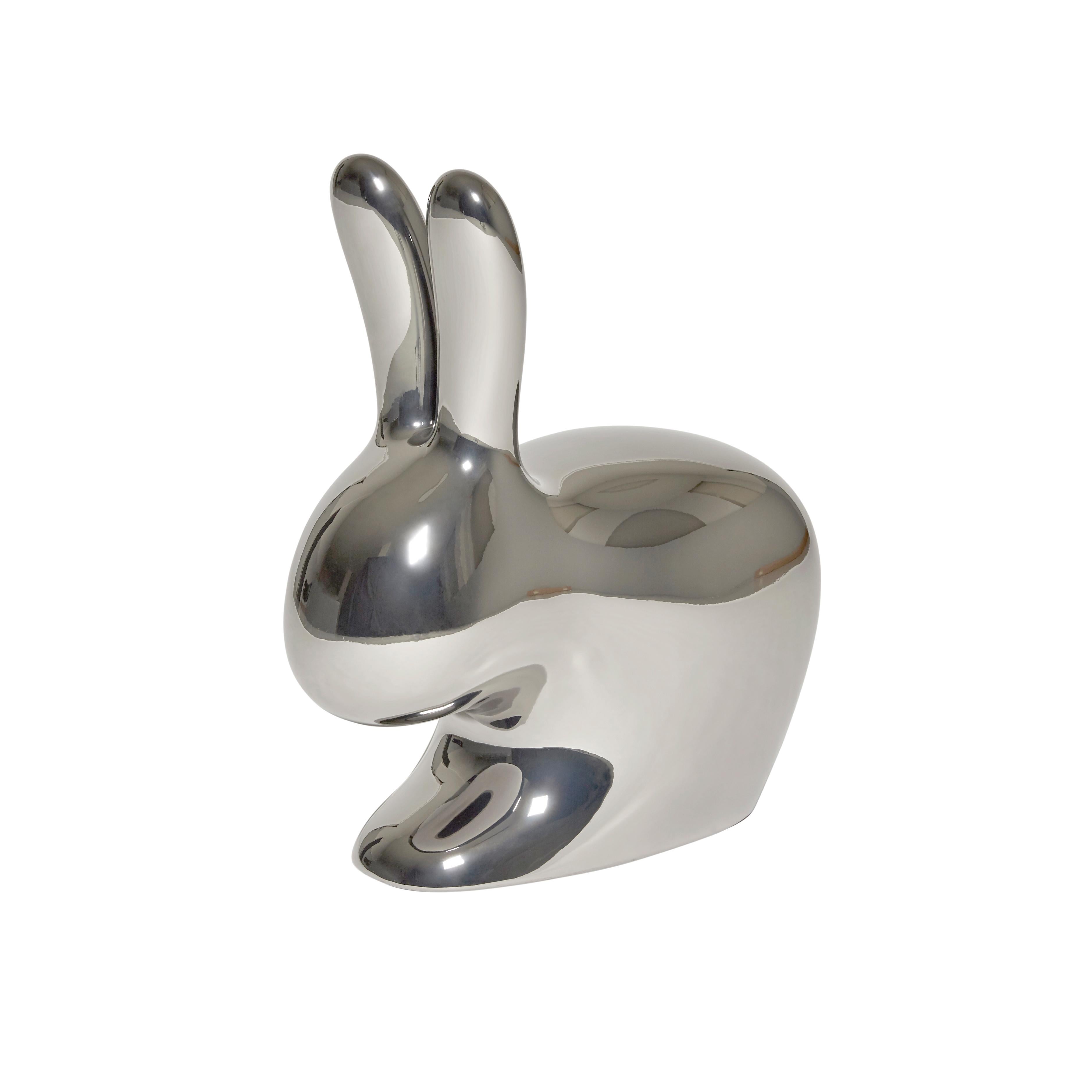 En vente : Silver Chaise lapin décorative et sculpturale moderne à finition métallique