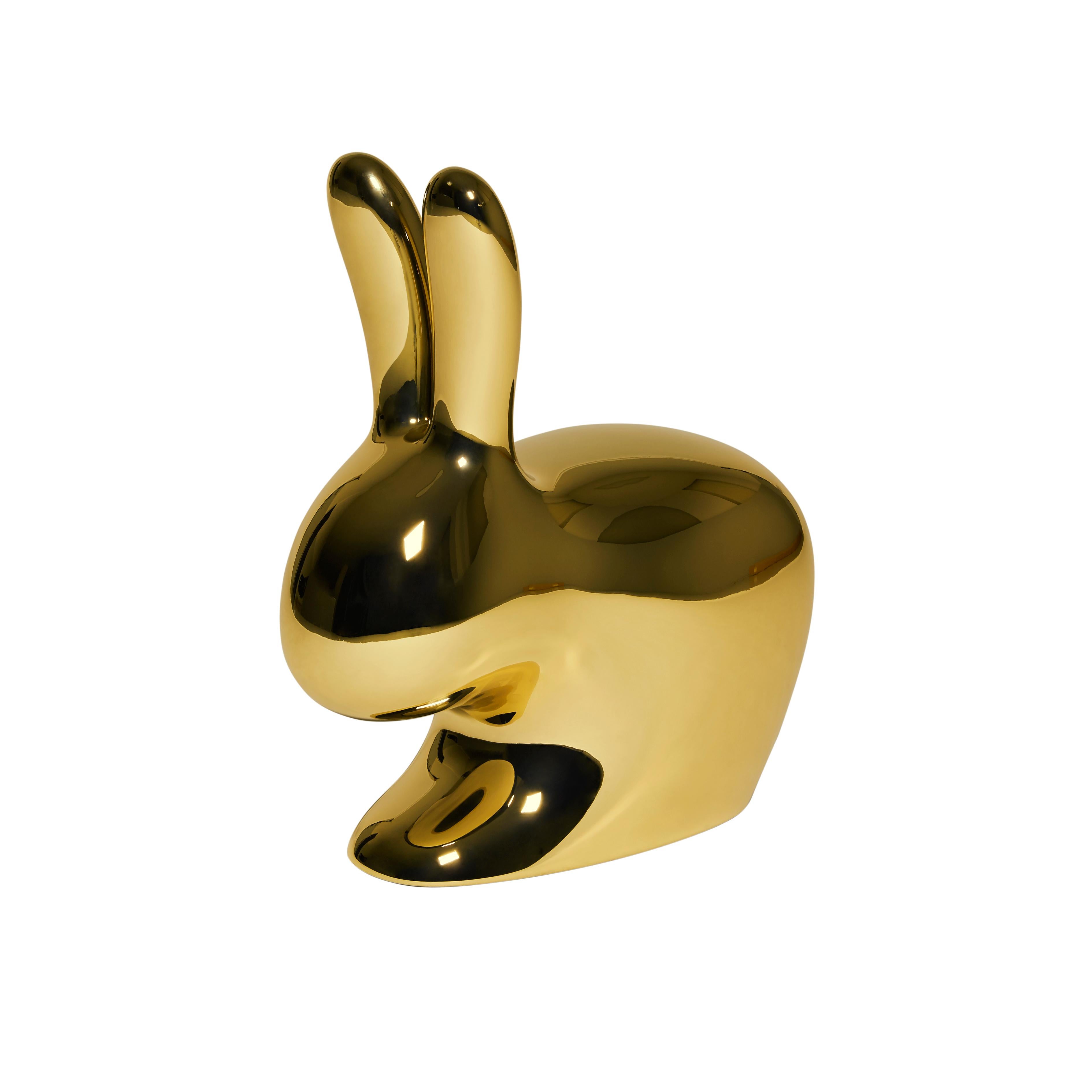 En vente : Gold Chaise lapin décorative et sculpturale moderne à finition métallique
