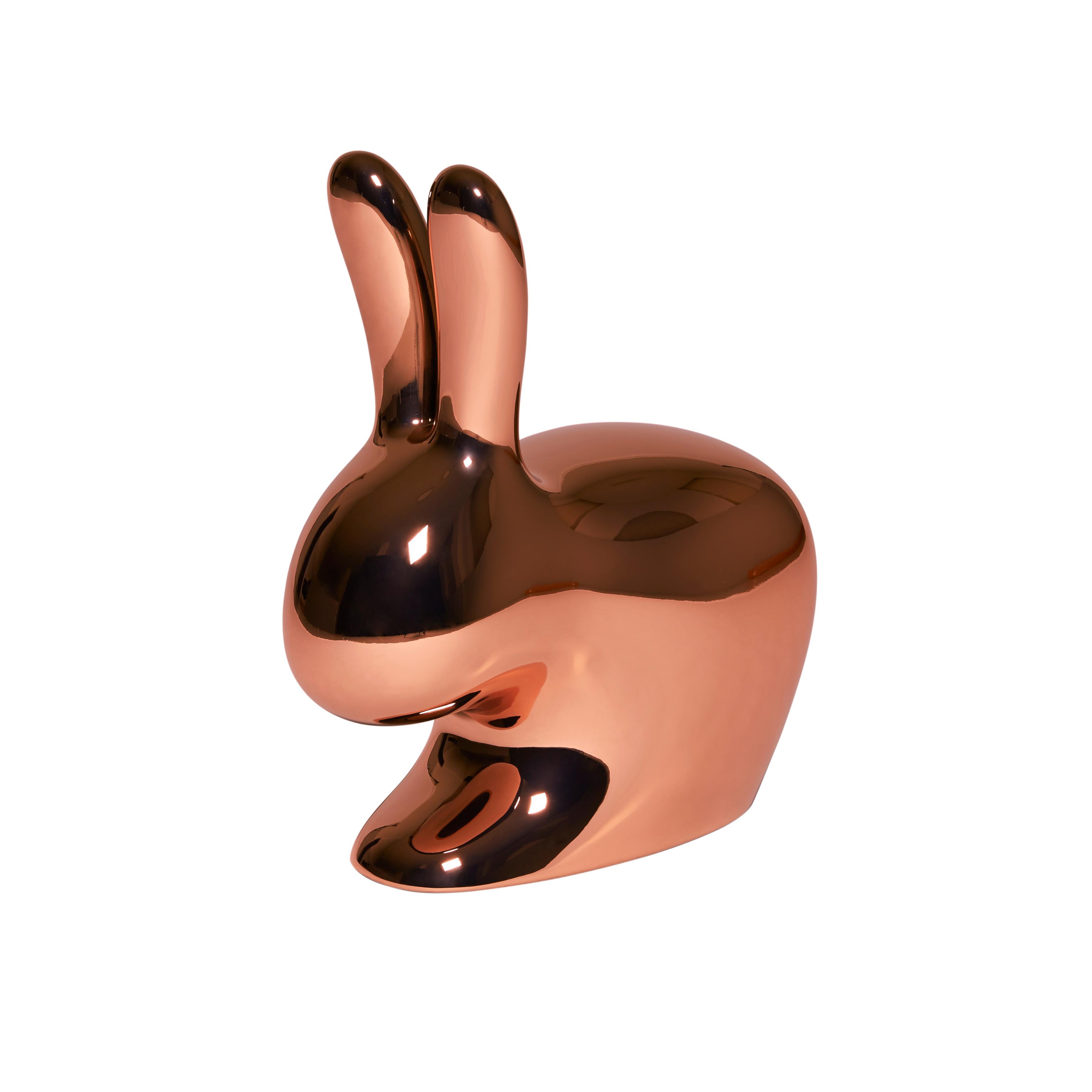 For Sale: Pink (Copper) Modern Metal Finish Decorative Sculptural Rabbit Chair