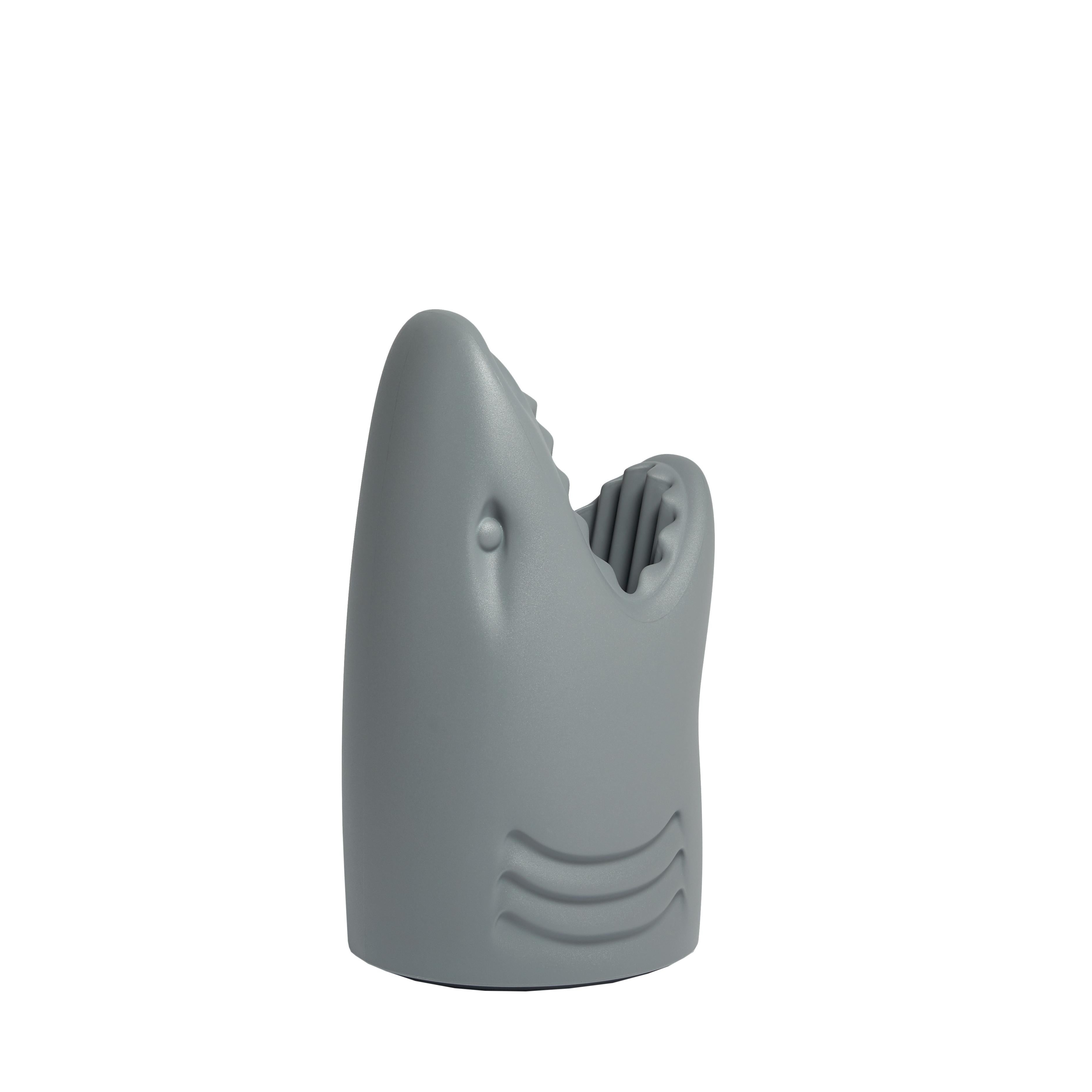 For Sale: Gray Modern Plastic Black Shark Umbrella Stand or Champagne Cooler, Studio Job