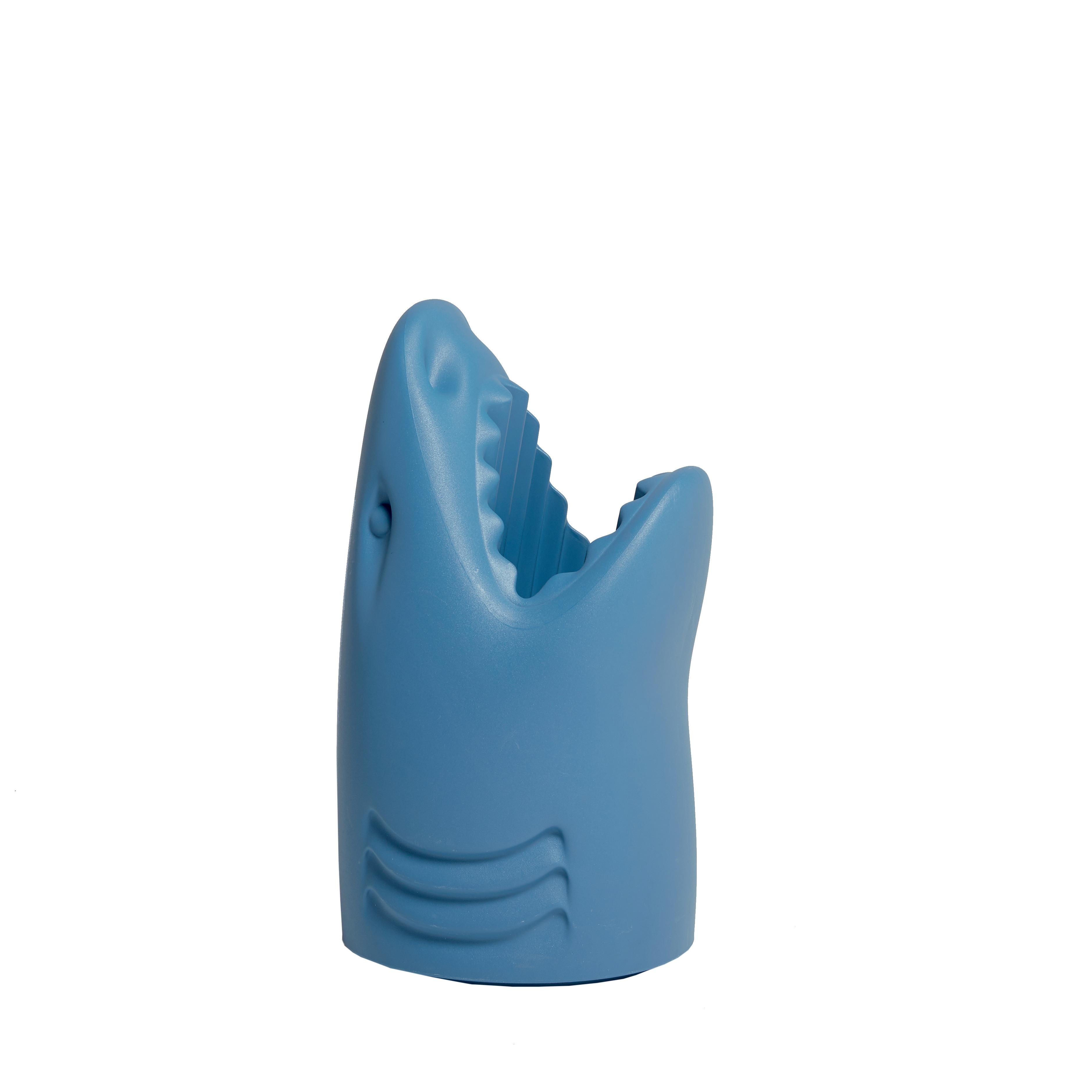 For Sale: Blue (Blue Denim) Modern Plastic Black Shark Umbrella Stand or Champagne Cooler, Studio Job 2
