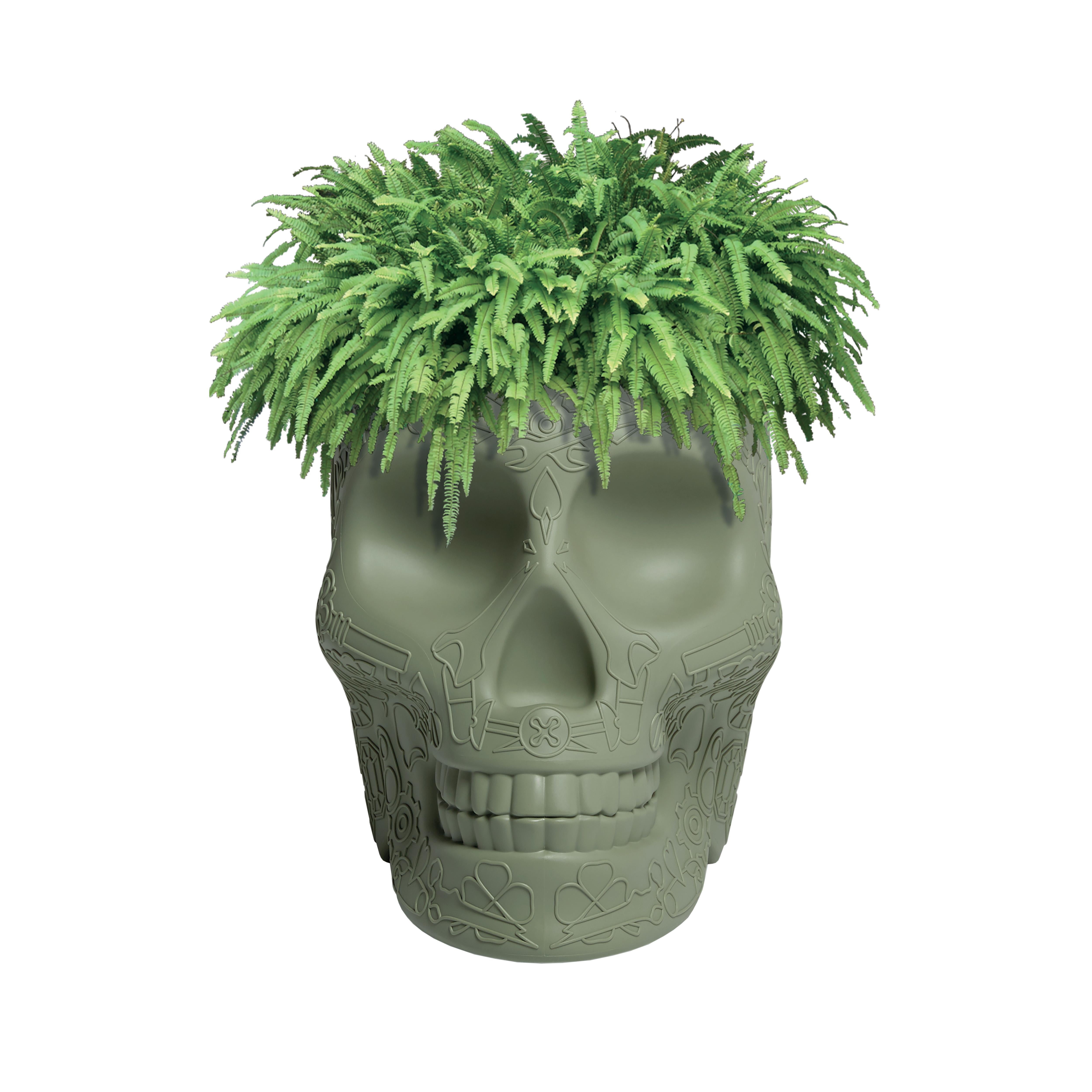 En vente : Green (Balsam Green) Jardinière ou seau à champagne moderne en plastique en forme de crâne en terre cuite par Studio Job 2