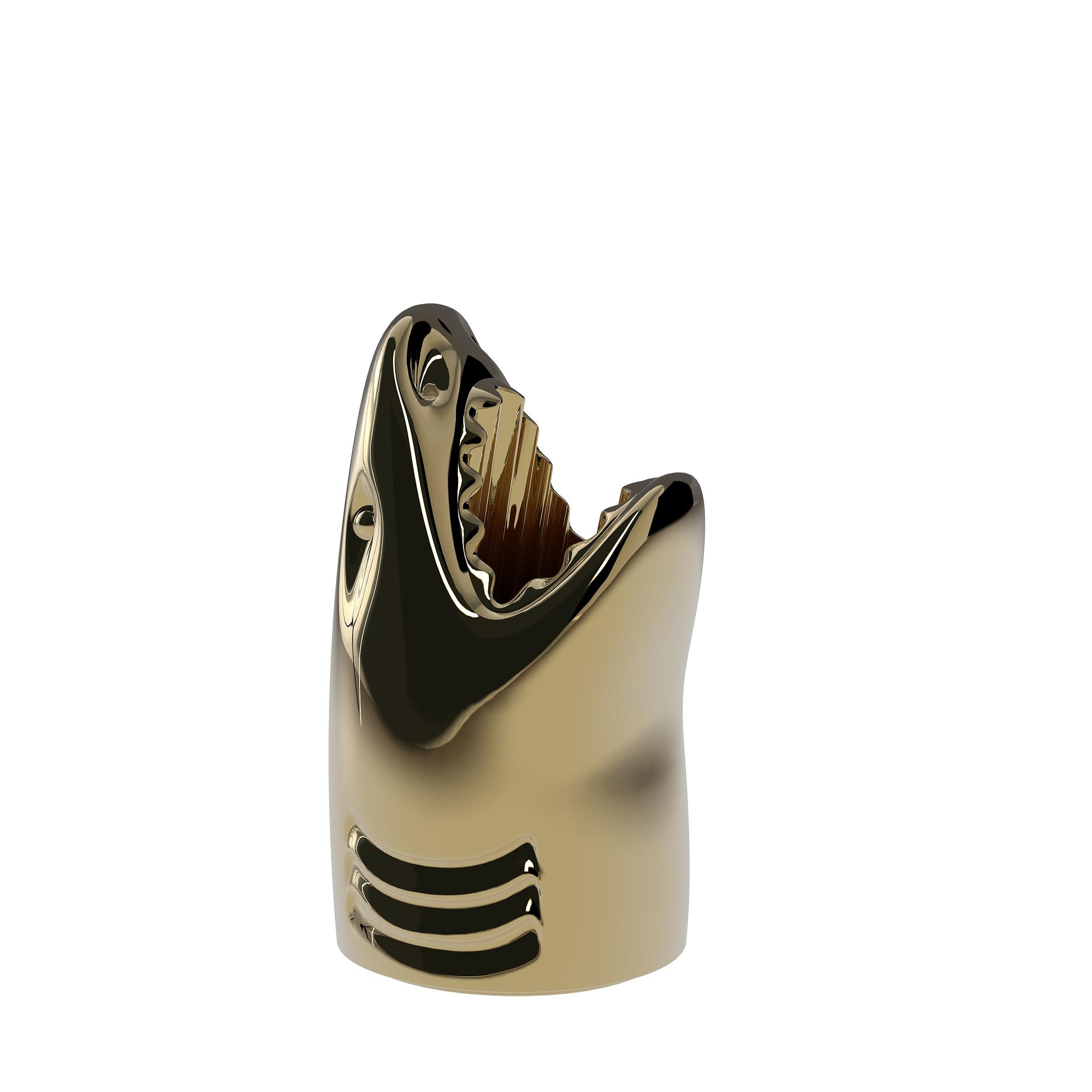 For Sale: Gold Modern Titanium Silver or Gold Shark Umbrella Stand or Champagne Cooler 2